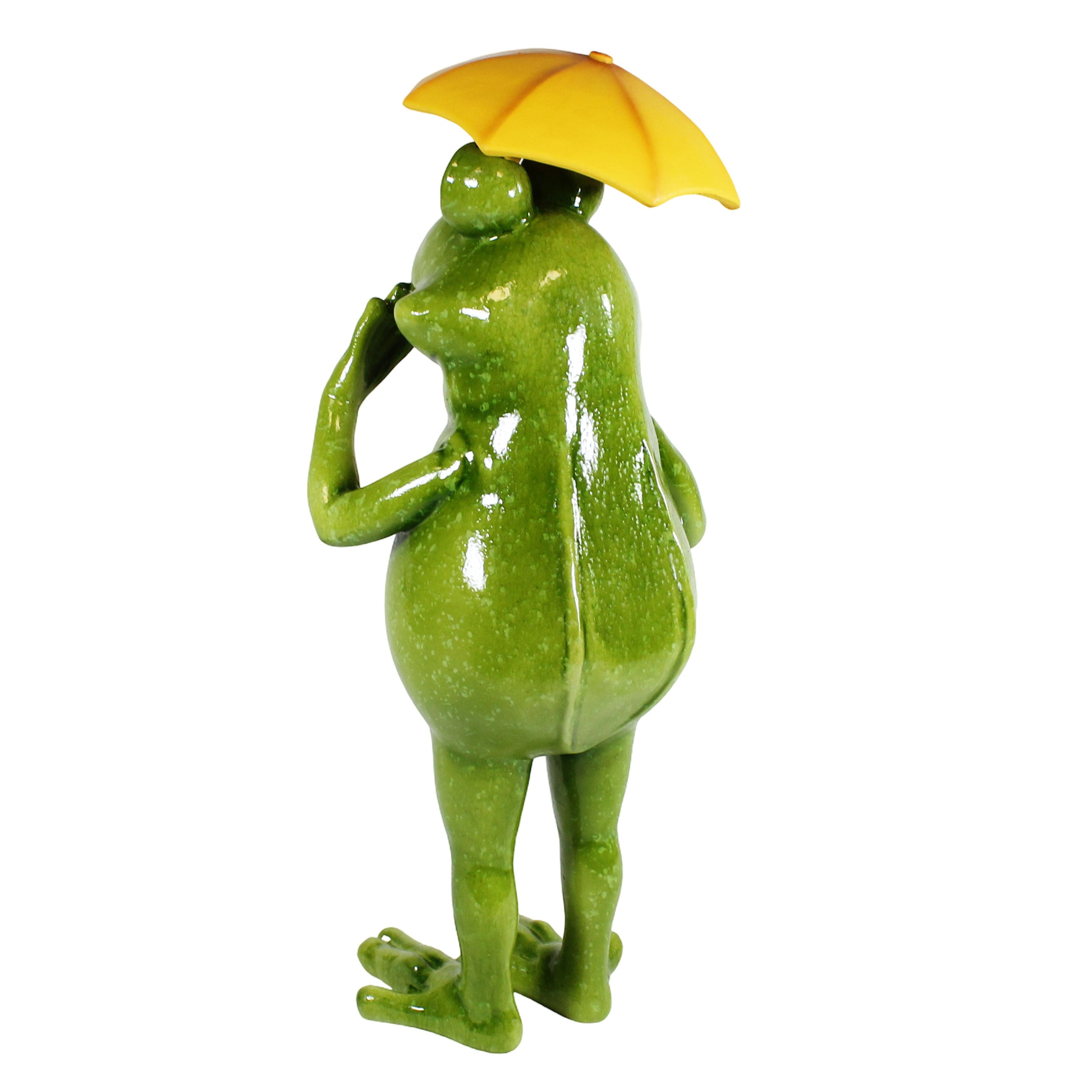 Gartenfigur Frosch mit Regenschirm – handbemalte witzige Deko-Frosch Figur für Garten & Balkon, wetterfest, 40 cm