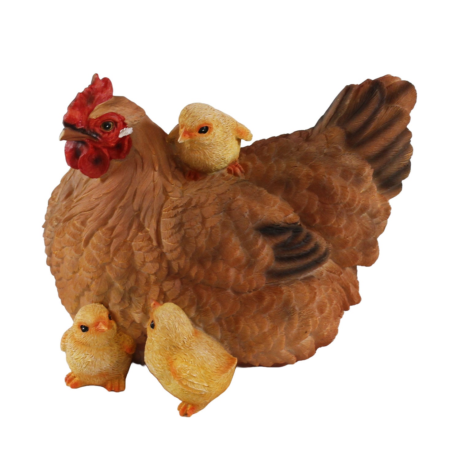 Dekofigur Henne Huhn Uschi mit Küken lebensechte Tierfigur