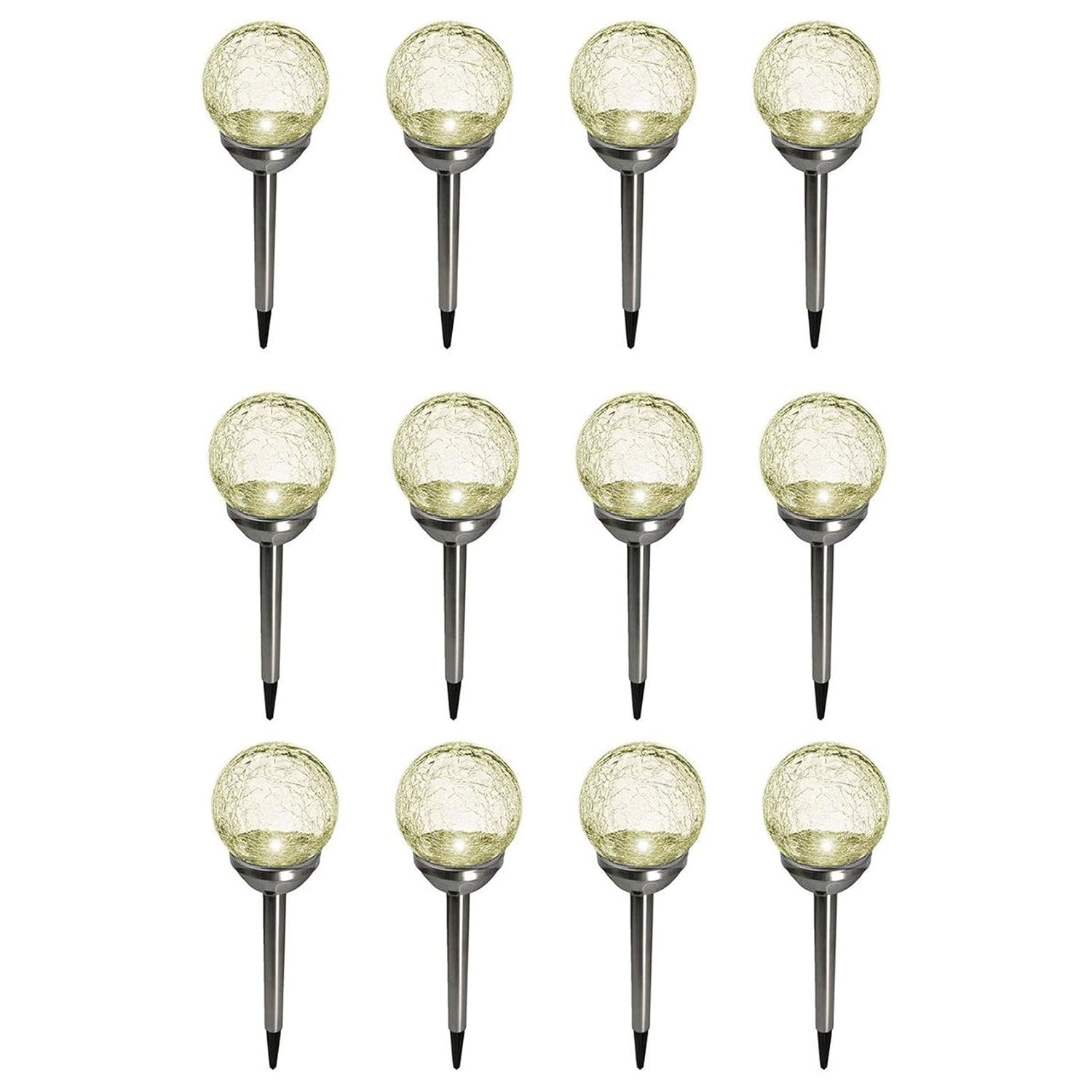 LED Solarleuchten Garten Solarlampen Garten Edelstahl Solarleuchten Echtglas Crackle Glas