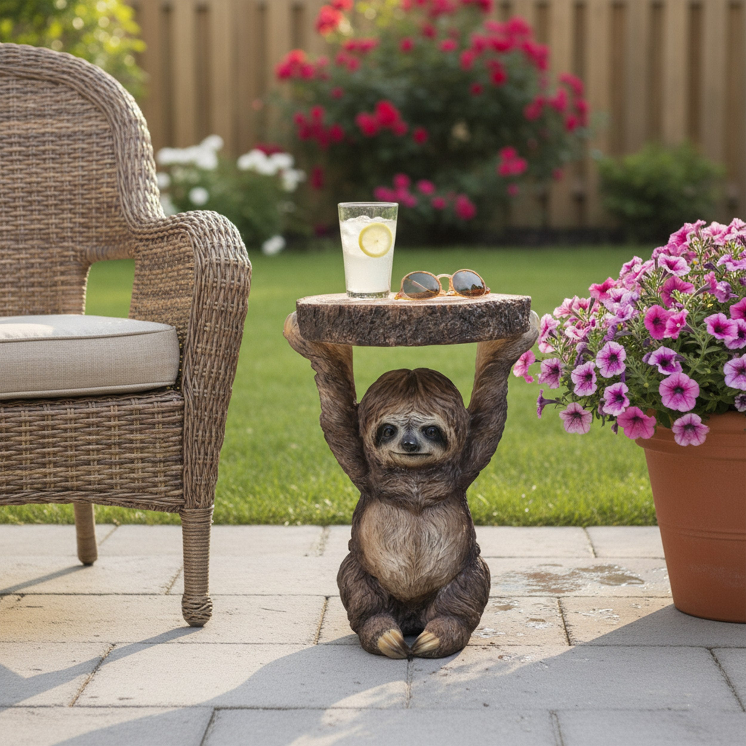 Beistelltisch Outdoor und Indoor | Faultier Tisch Faultier Deko Beistelltisch für Pflanzen | Faultier Figuren