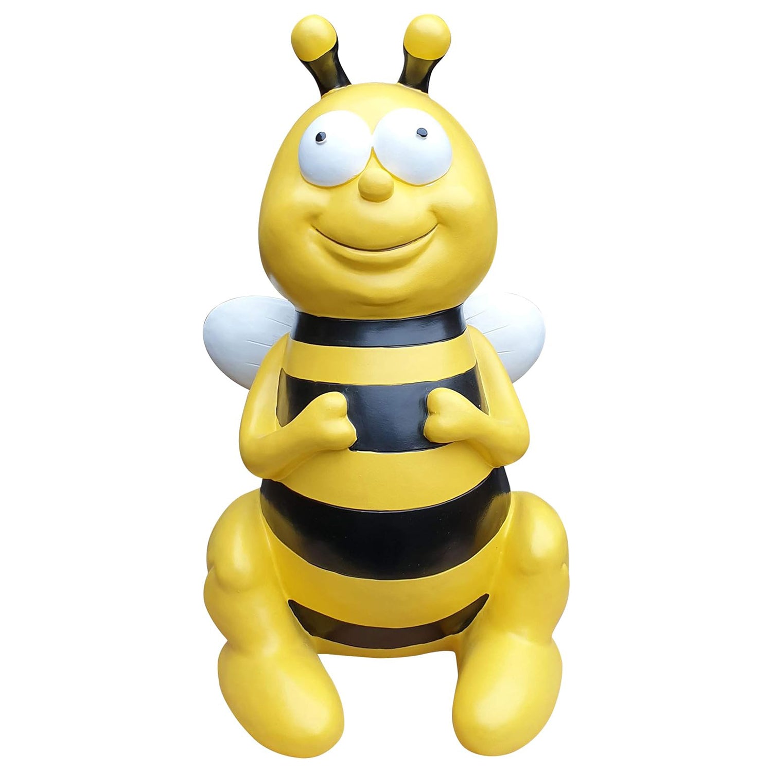 Deko Biene Figur sitzend 45cm – Wetterfeste Bienen Gartenfigur aus Polyresin für Haus und Garten