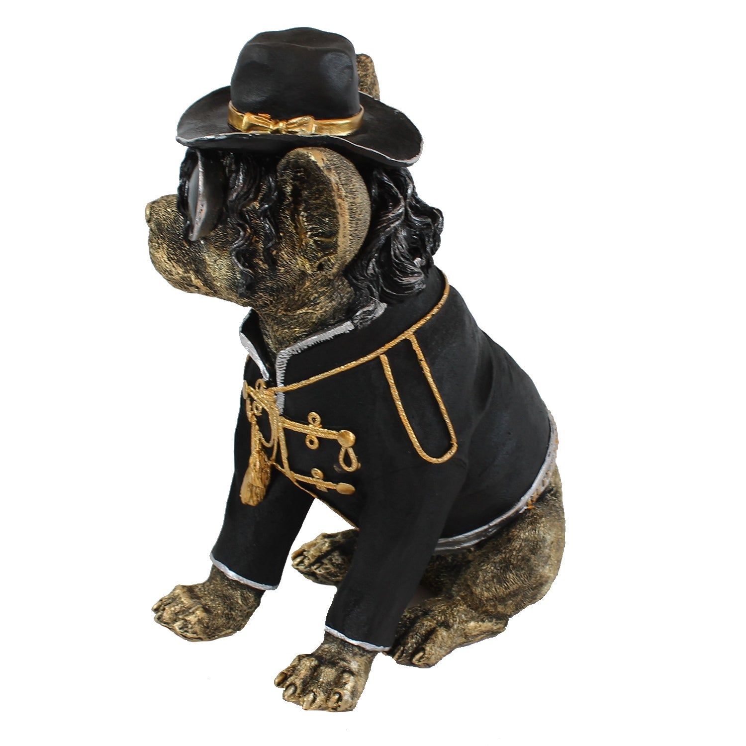 Hundefigur "King of Paws" Verrückte Hunde Deko handbemalt Hunde Skulptur kultiger Hund mit Hut und Sonnenbrille