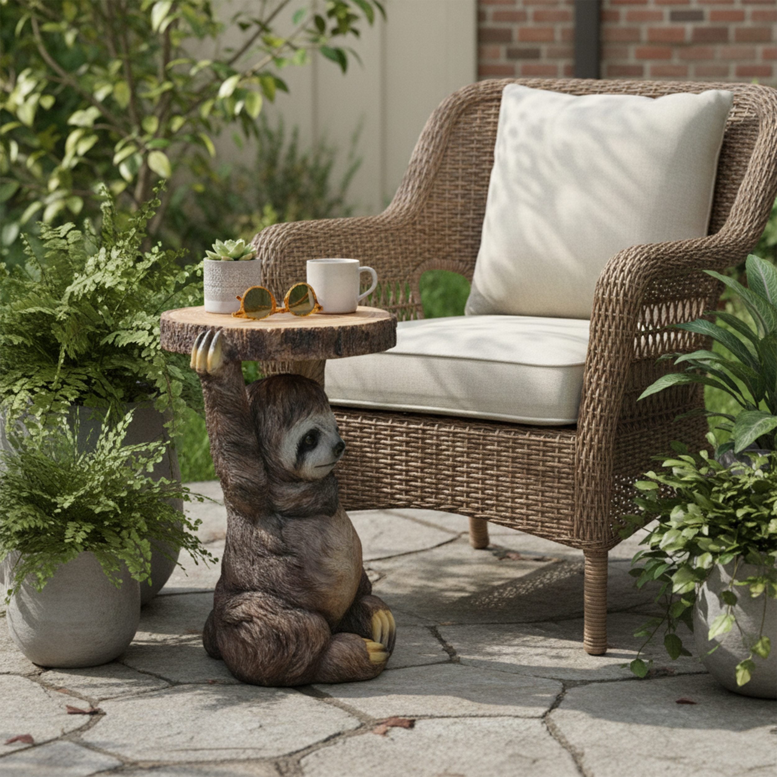 Faultier Dekofigur Beistelltisch wetterfest aus Polyresin