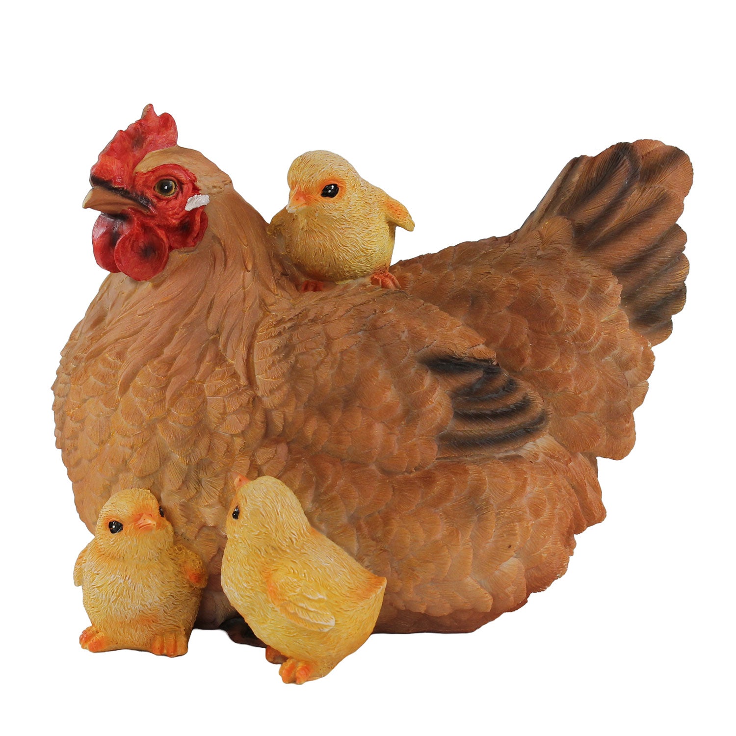 Dekofigur Henne Huhn Uschi mit Küken lebensechte Tierfigur