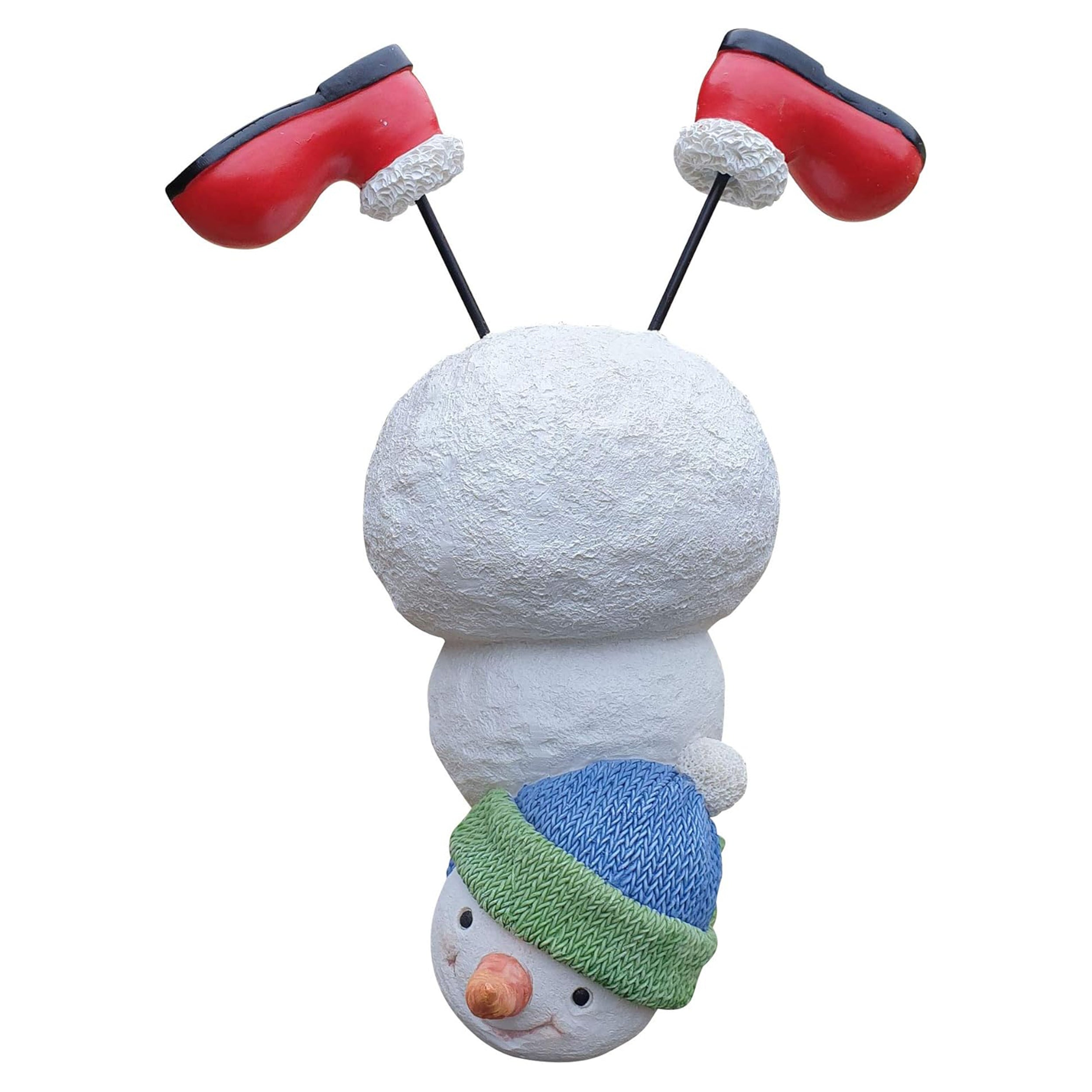 Lustige Weihnachtsdeko Schneemann im Handstand wetterfest