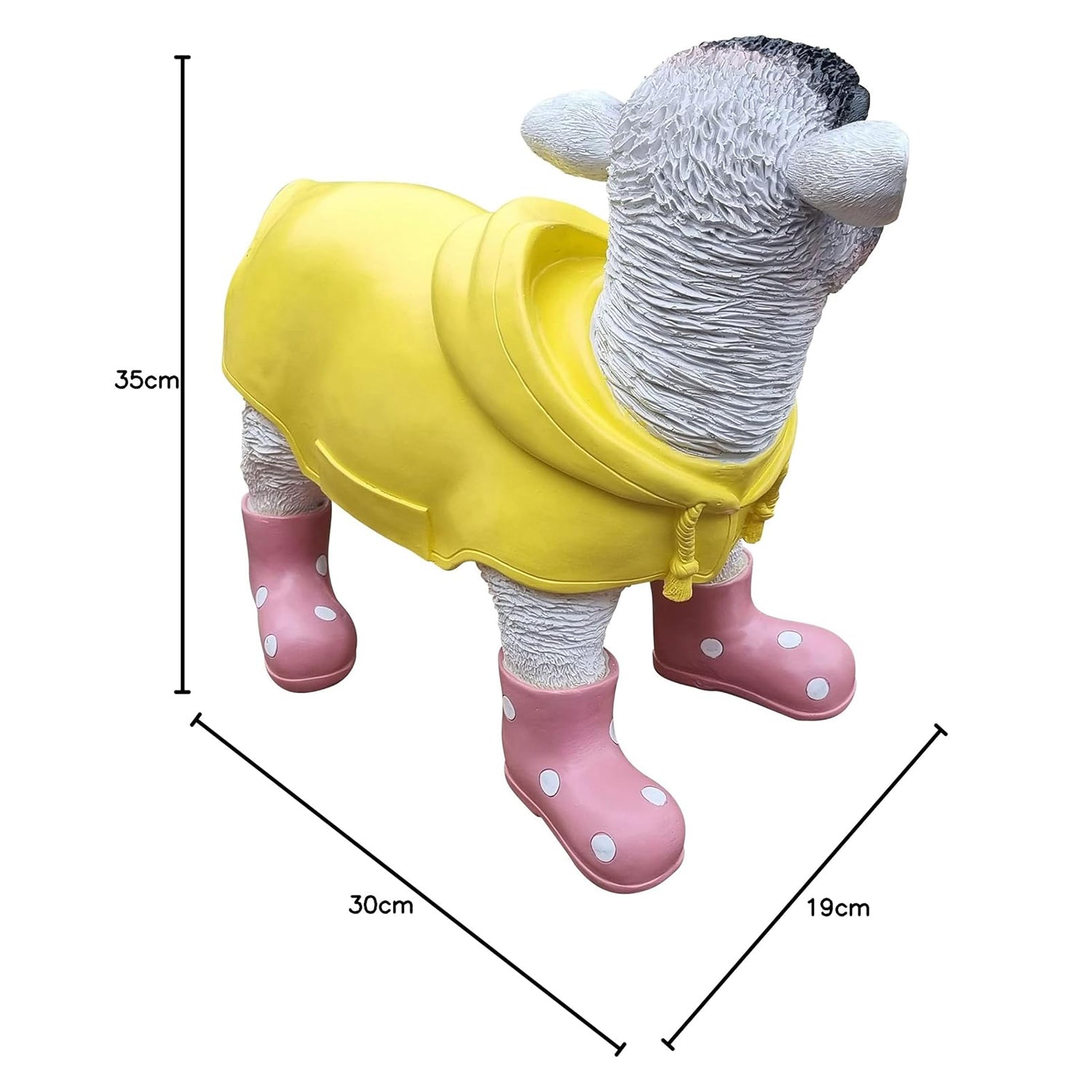 Deko Lamm mit rosa Gummistiefel und Mantel lustige Tierfigur Schaf Gartendeko