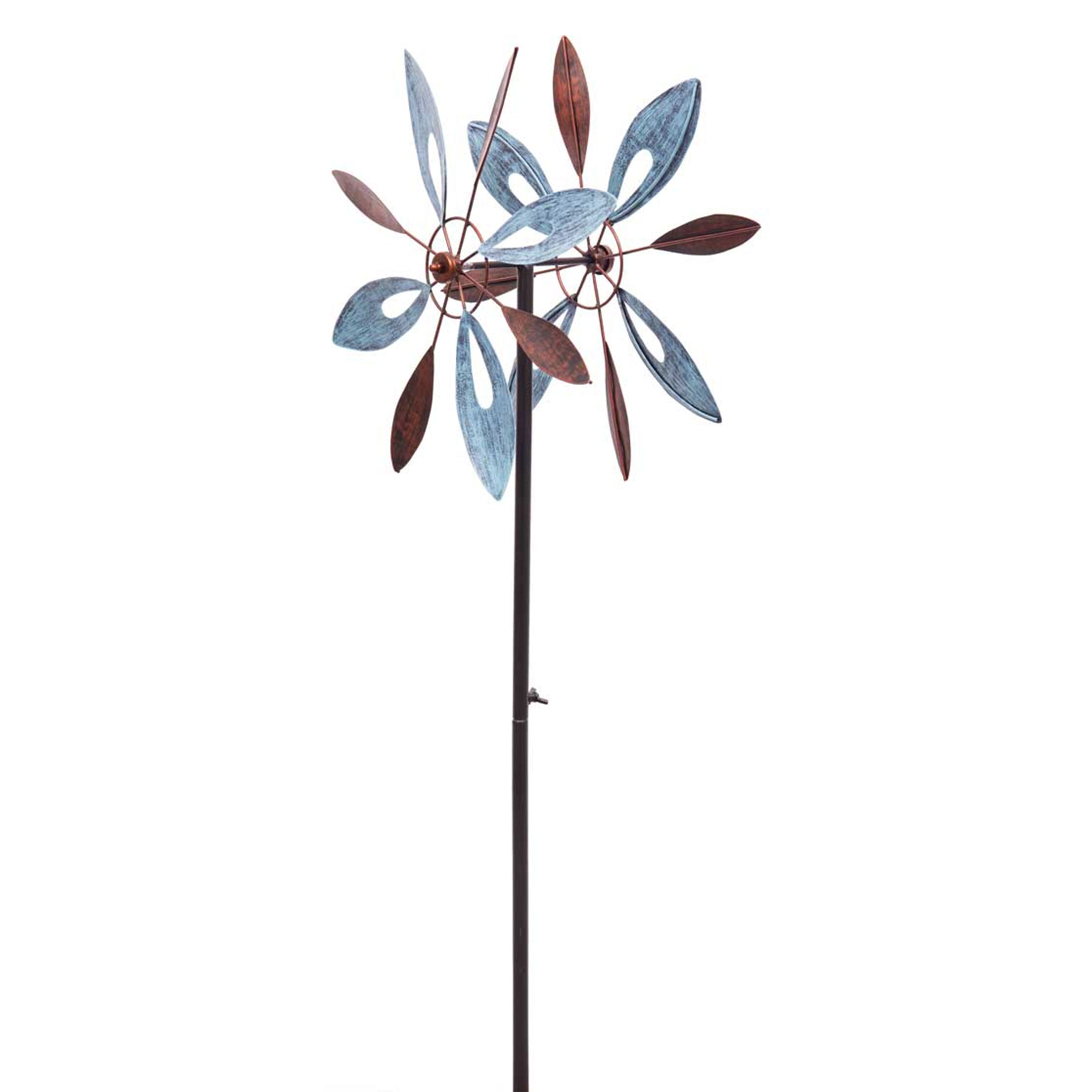 Kinetic Art Copper Flower Duett Metall Windrad Windspiel Metall Garten Windrad stehend