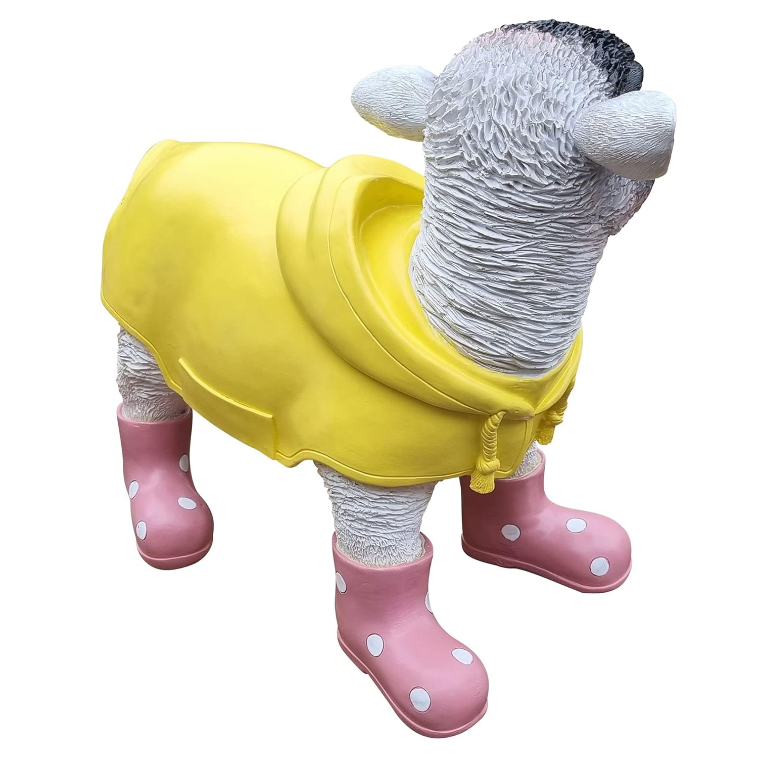 Deko Lamm mit rosa Gummistiefel und Mantel lustige Tierfigur Schaf Gartendeko