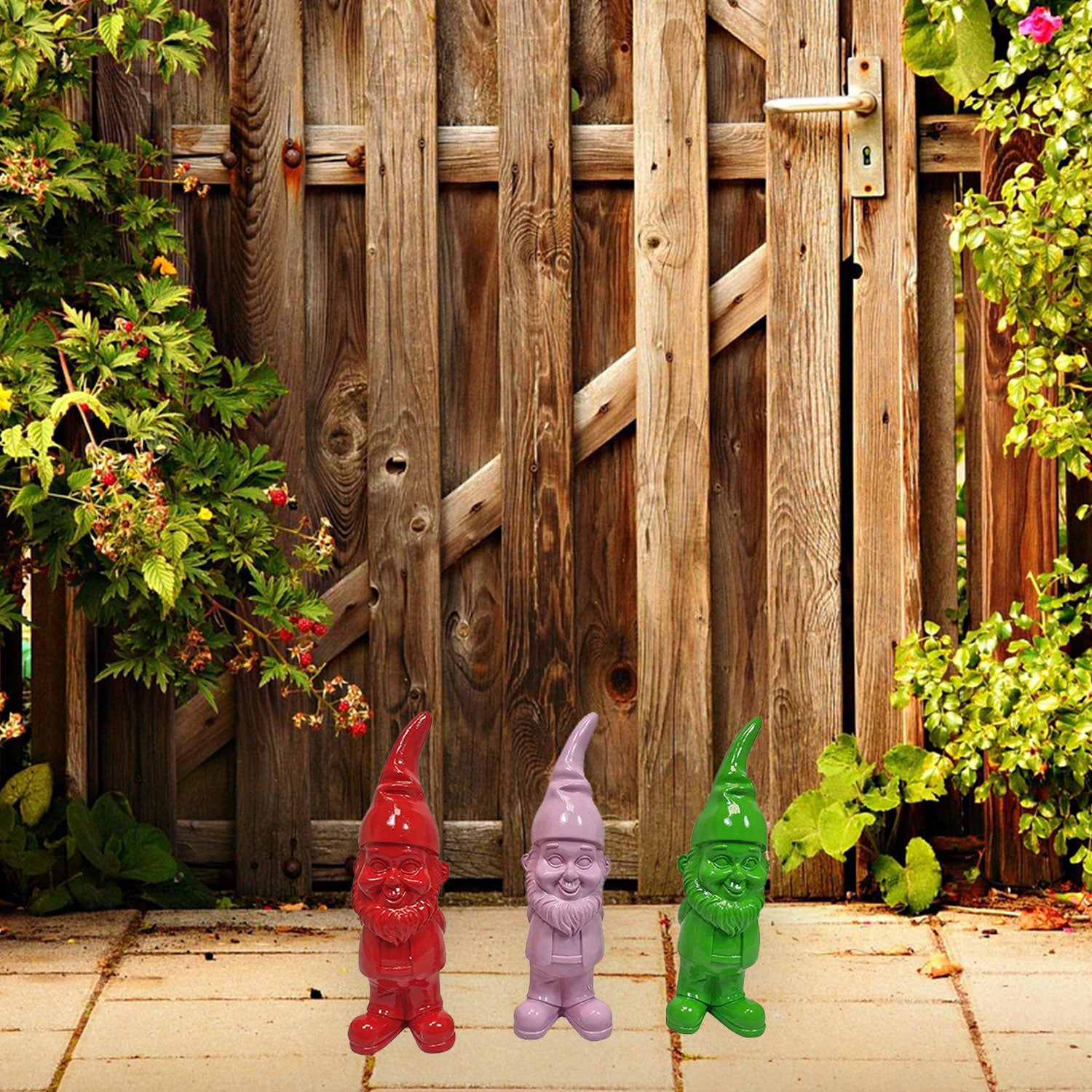 Gartenzwerg bunt Deko Gartenzwerge 3er Set Gartenfigur Zwerg bunte Gartenfiguren