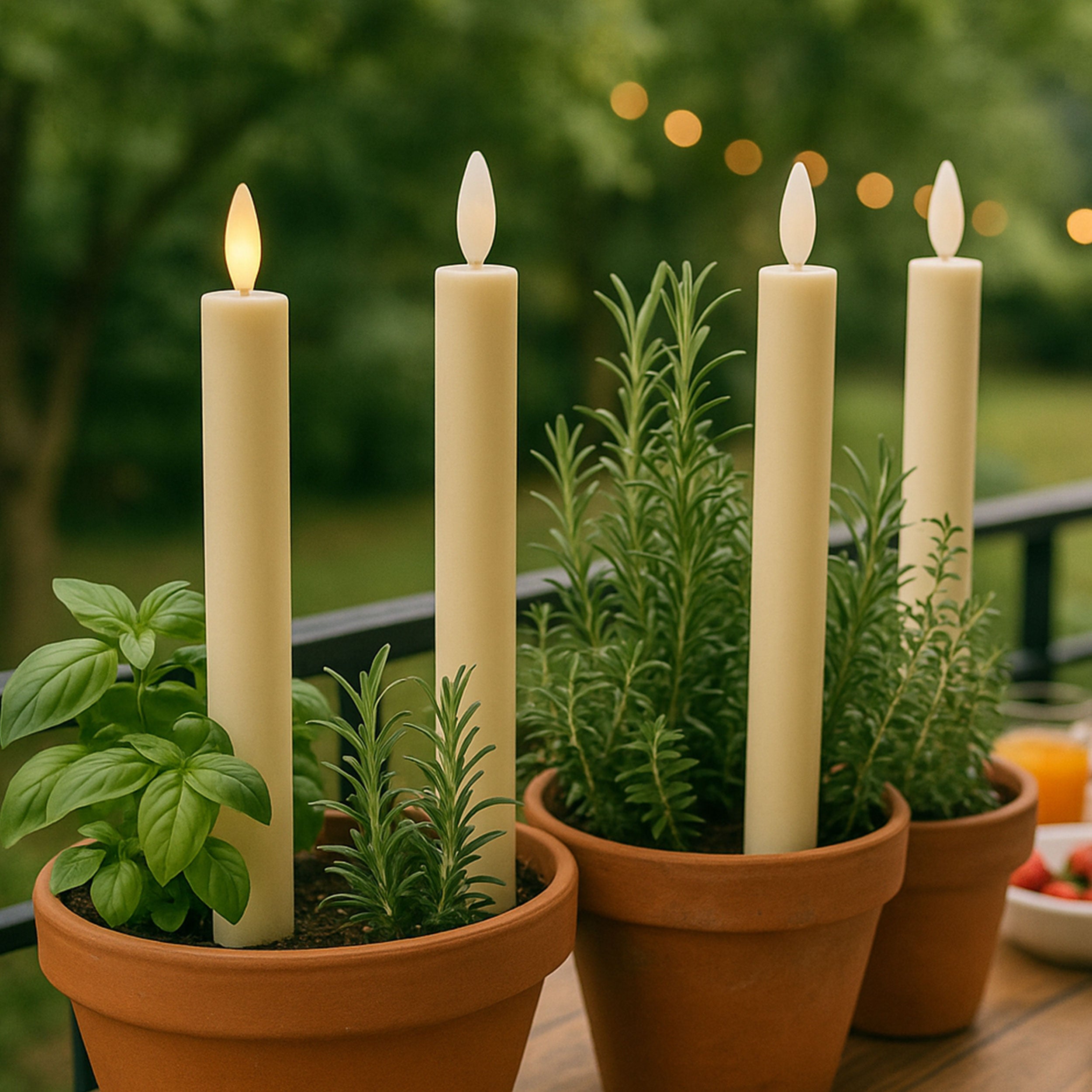 LED Stabkerzen 5er Set mit Timer & Flackereffekt – flammenlose Echtwachskerzen elfenbein für Kerzenständer & Deko