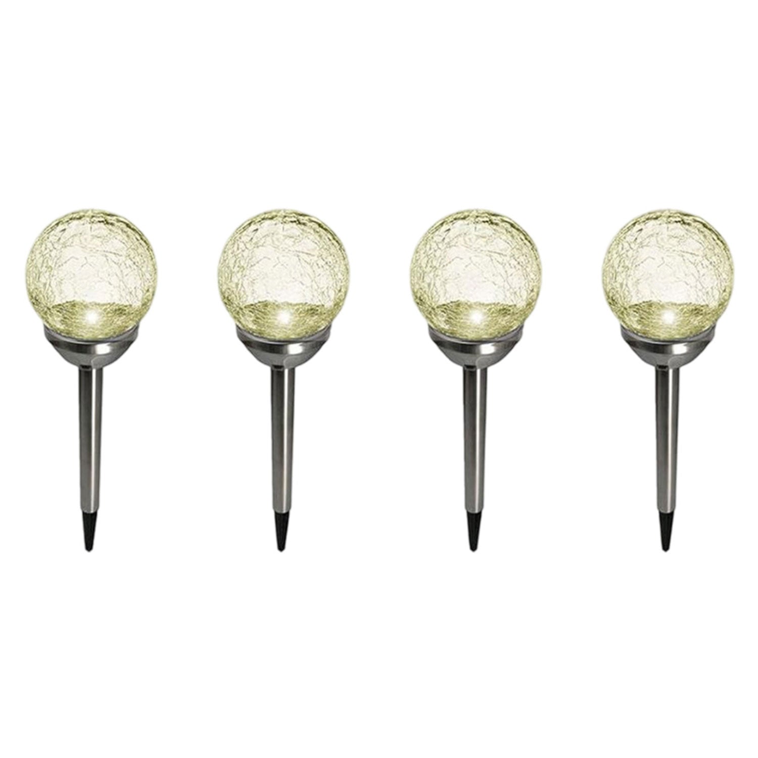 LED Solarleuchten Garten Solarlampen Garten Edelstahl Solarleuchten Echtglas Crackle Glas