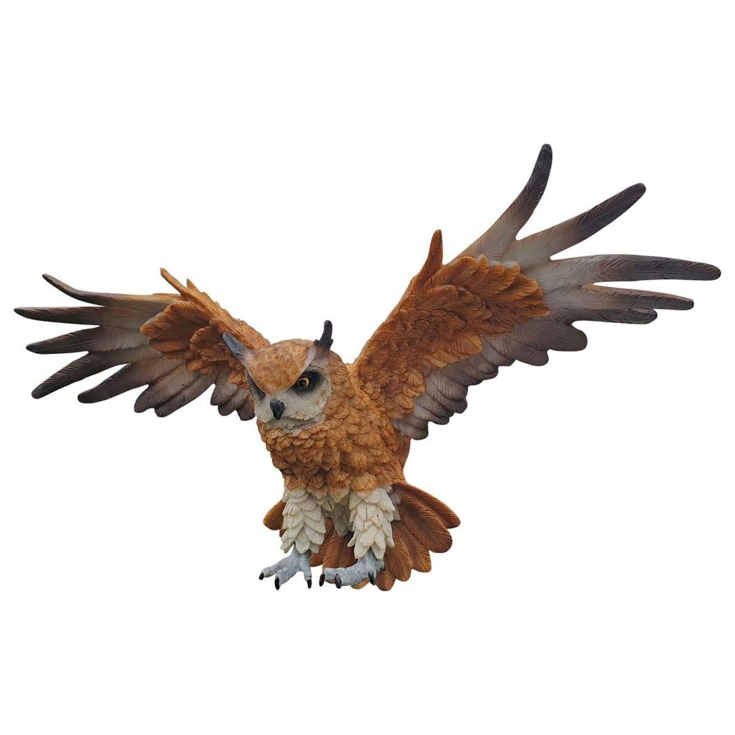 Dekofigur Eule fliegend Wanddeko Tierfigur Greifvogel Uhu Wandrelief