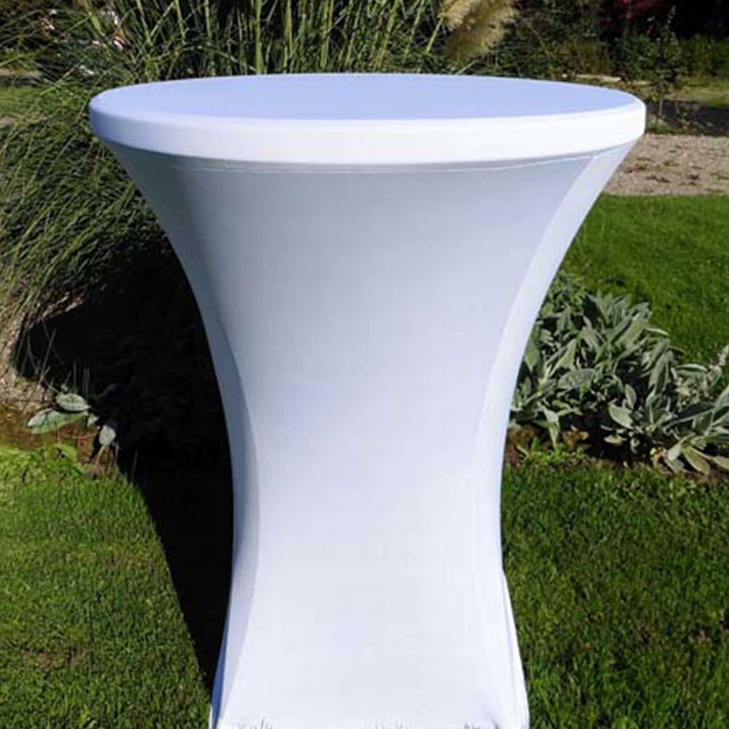 Tischhusse Stehtischüberzug Husse in weiß ø max. 80 cm Bistrotischüberzug