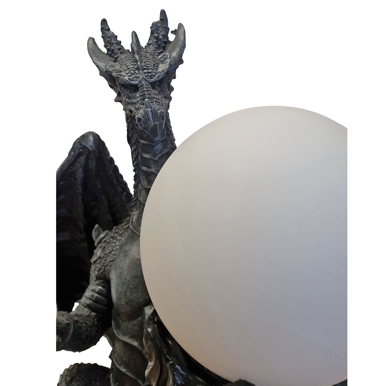 Drachenlampe Tischlampe mit Glaskugel Drachenmotivlampe Gothic Mystik