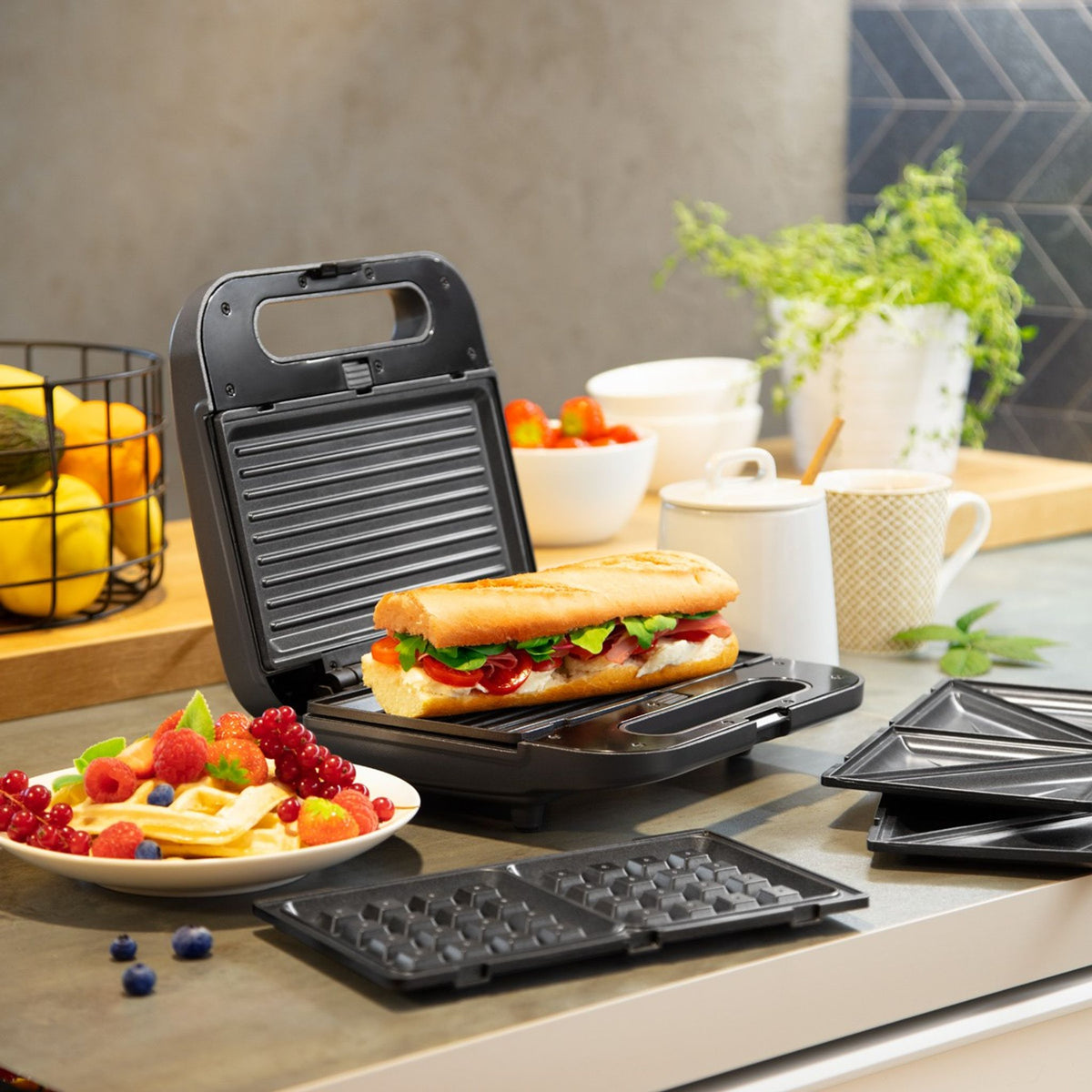 Tescoma 909116 President Sandwichmaker 3 in 1 Sandwichtoaster Waffelautomat Paninimaker