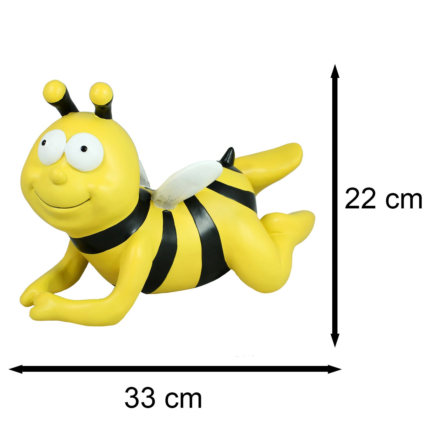 Deko Biene Figur fliegend 33 cm – Wetterfeste Bienen Gartenfigur aus Polyresin für Haus und Garten