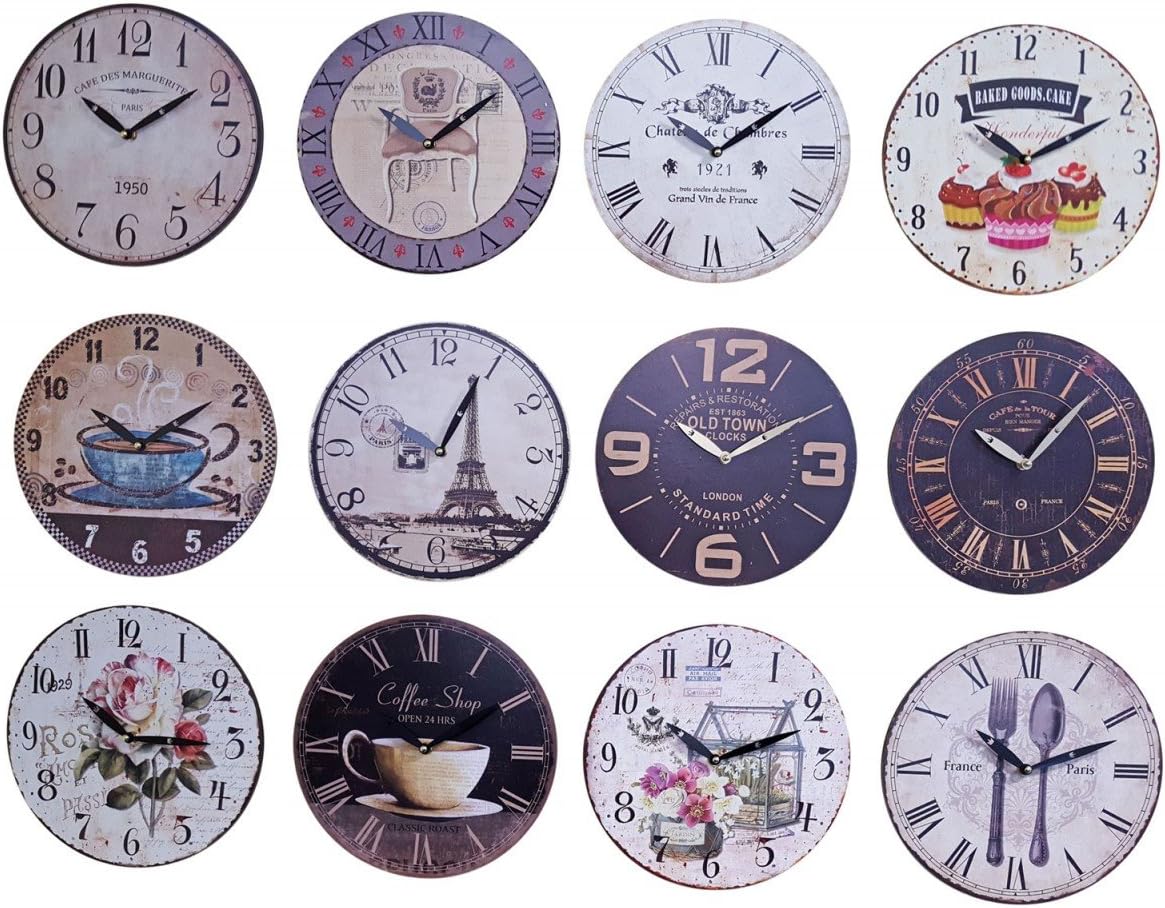 Mediterrane Wanduhr 29x29 cm - Küchenuhr, 10 Designs, Stilvolle Dekoration für Zuhause & Büro