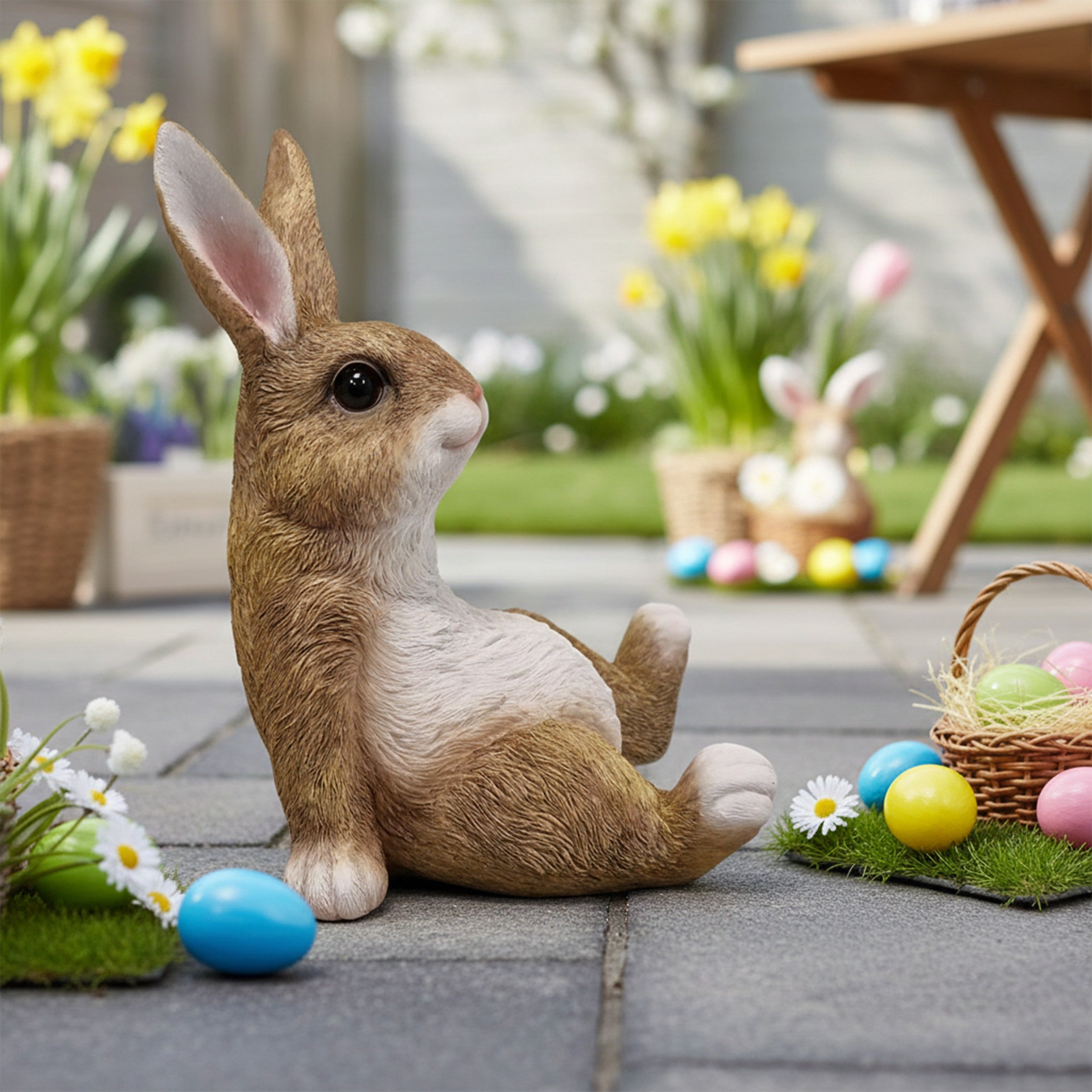 Dekofigur Hase Lars sitzend – Lustige Tierfigur für Garten & Heim