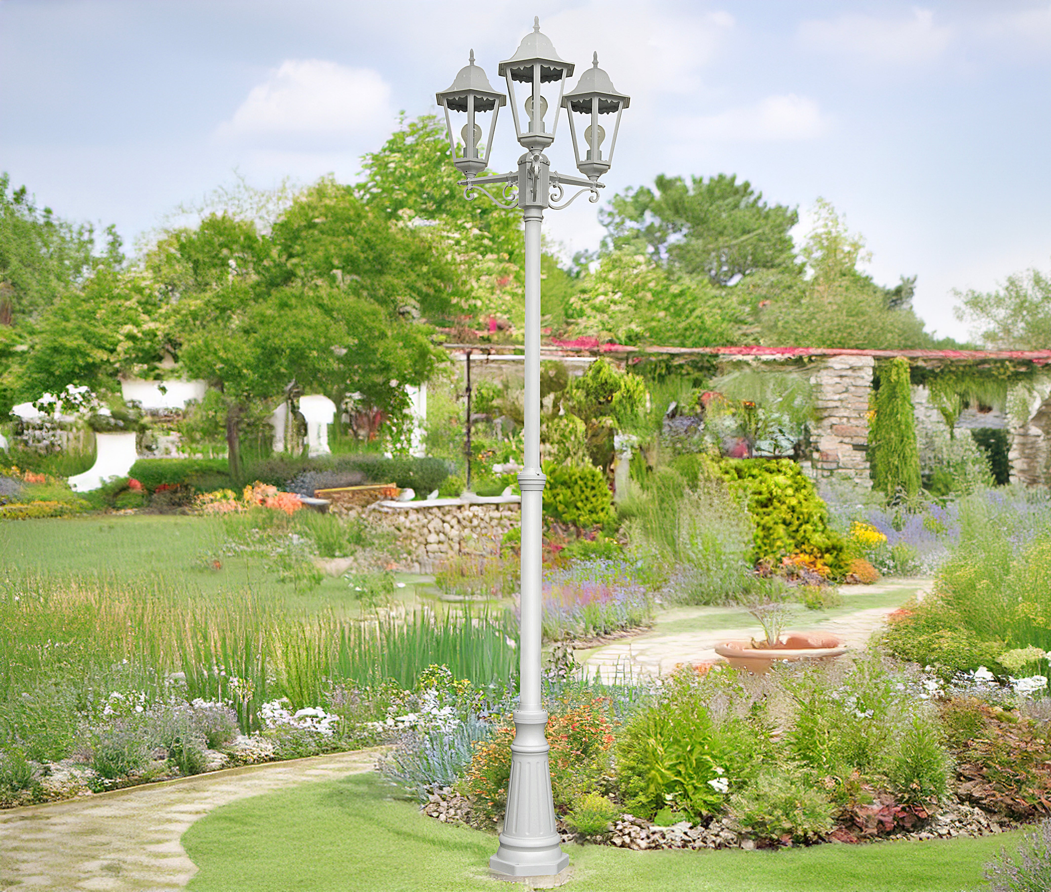 Kandelaber weiß Gartenbeleuchtung NORDERNEY elegante Standlaterne von Hilight