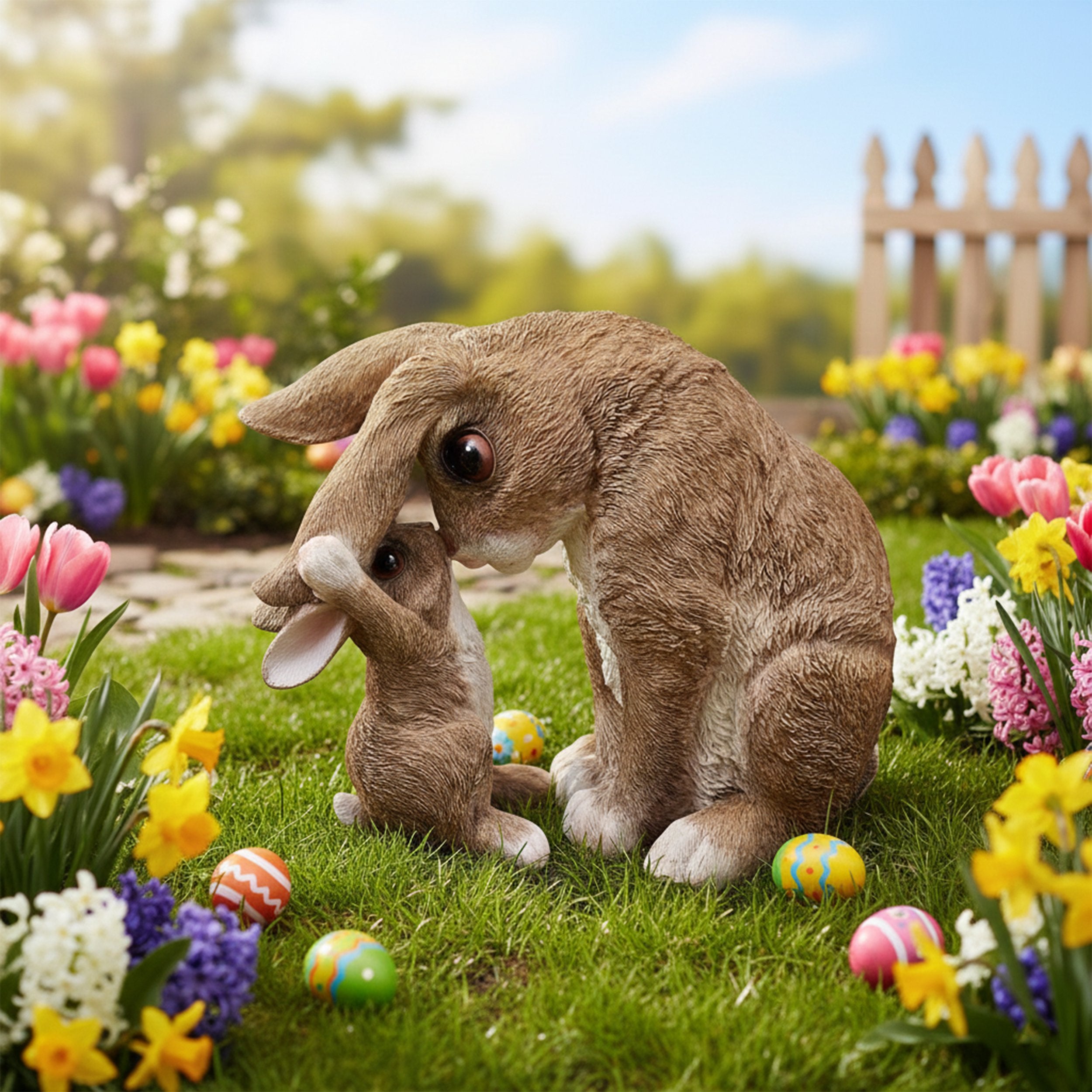 Dekofigur Hase mit Kind Kaninchen Hase Feldhase