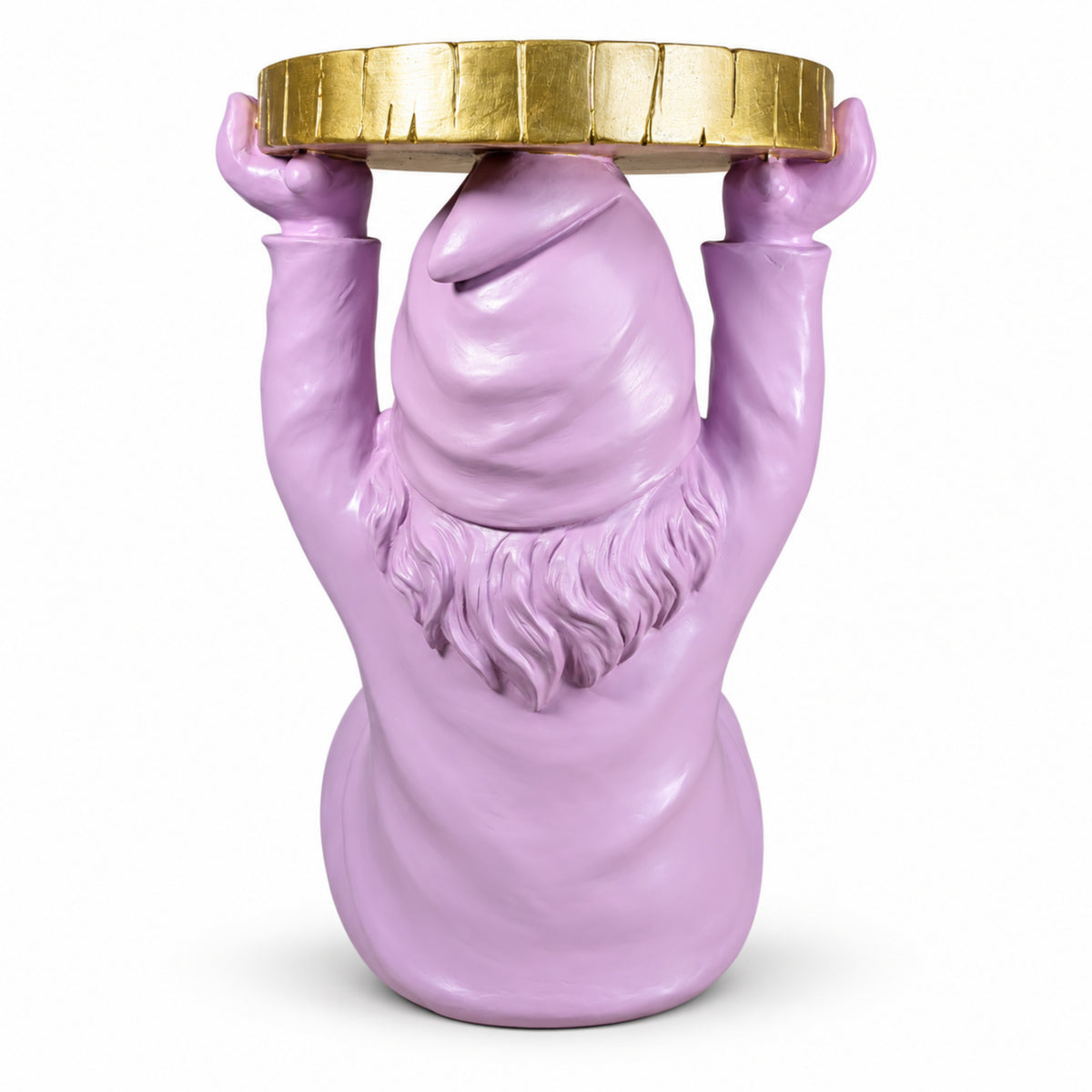 Beistelltisch Gartenzwerg mit goldfarbener Tischplatte Design Telefontisch klein für Wohnzimmer Flur und Schlafzimmer in Rosa oder Schwarz
