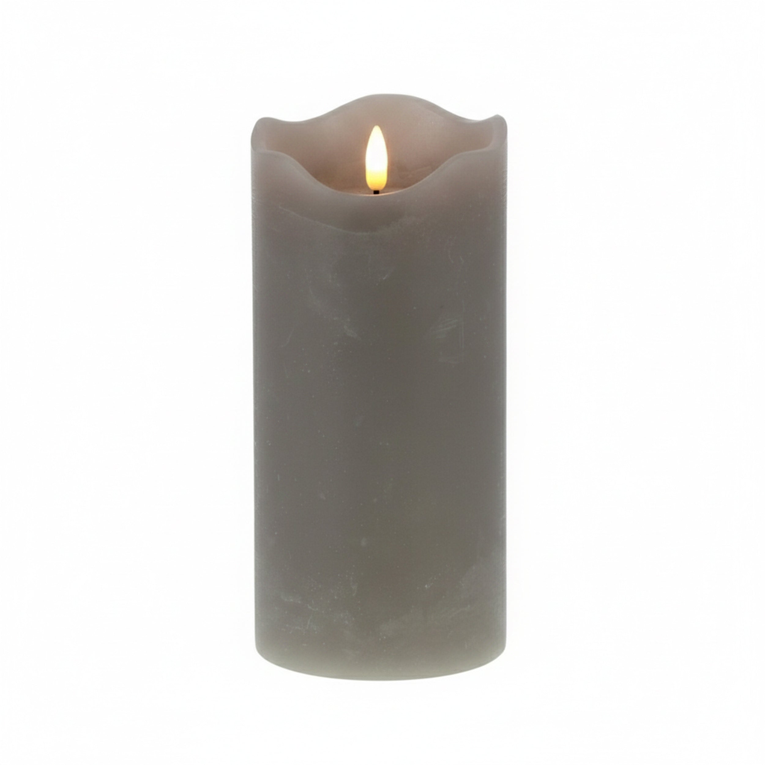 LED Kerze grau mit 3D Flamme Echtwachs Optik Timer 6h 18h Indoor Deko Kerze flackernd batteriebetrieben in drei Größen