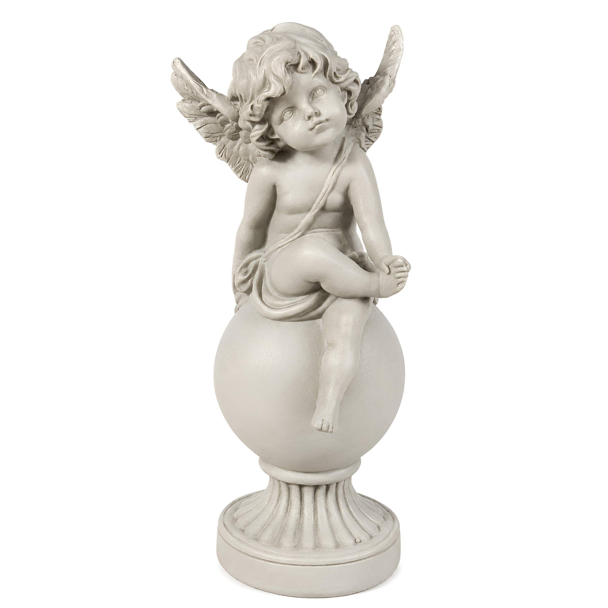 Engel Figur Grabengel wetterfest Engelfigur für Grab Garten Balkon Terrasse und Wohnbereich 15 cm