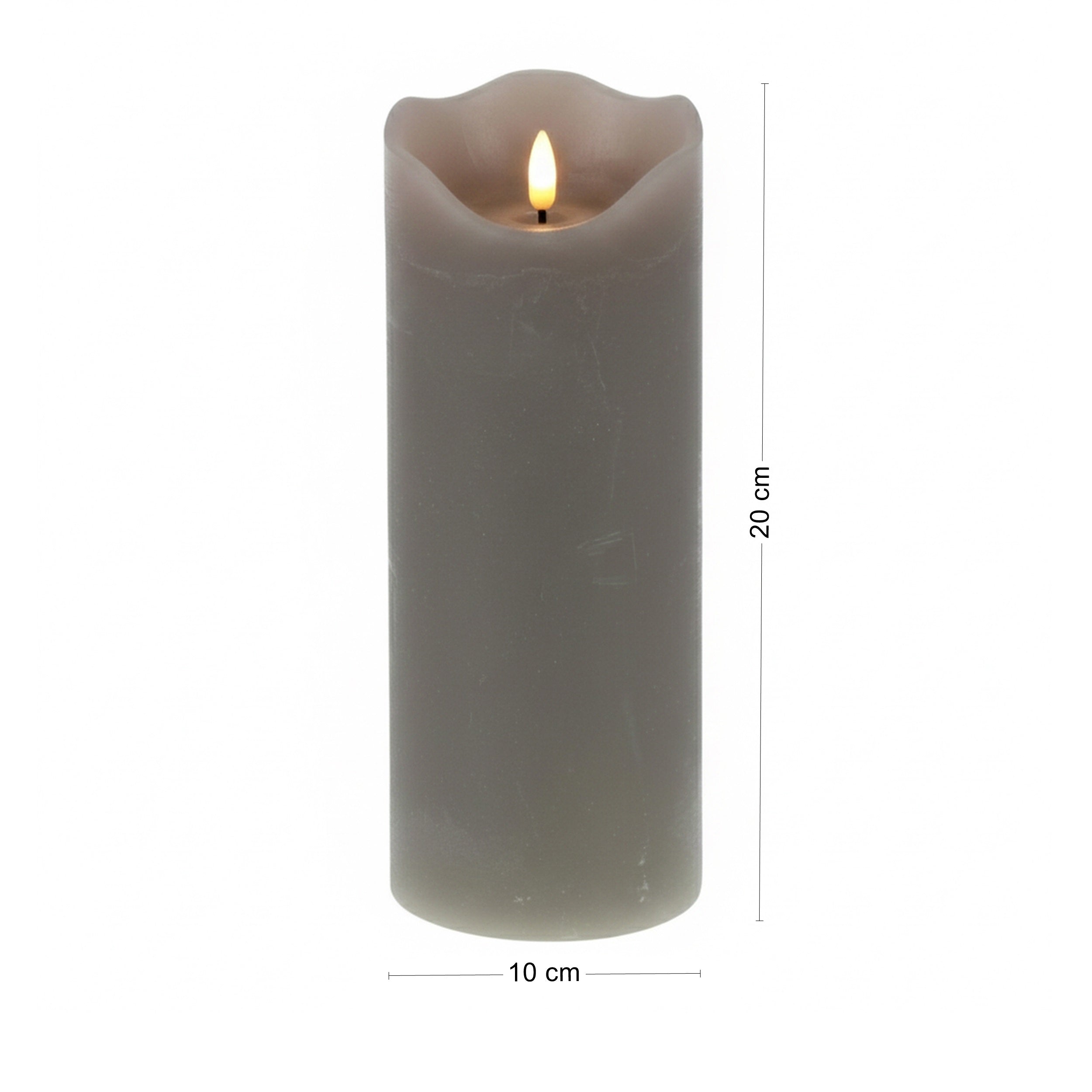 LED Kerze grau mit 3D Flamme Echtwachs Optik Timer 6h 18h Indoor Deko Kerze flackernd batteriebetrieben in drei Größen