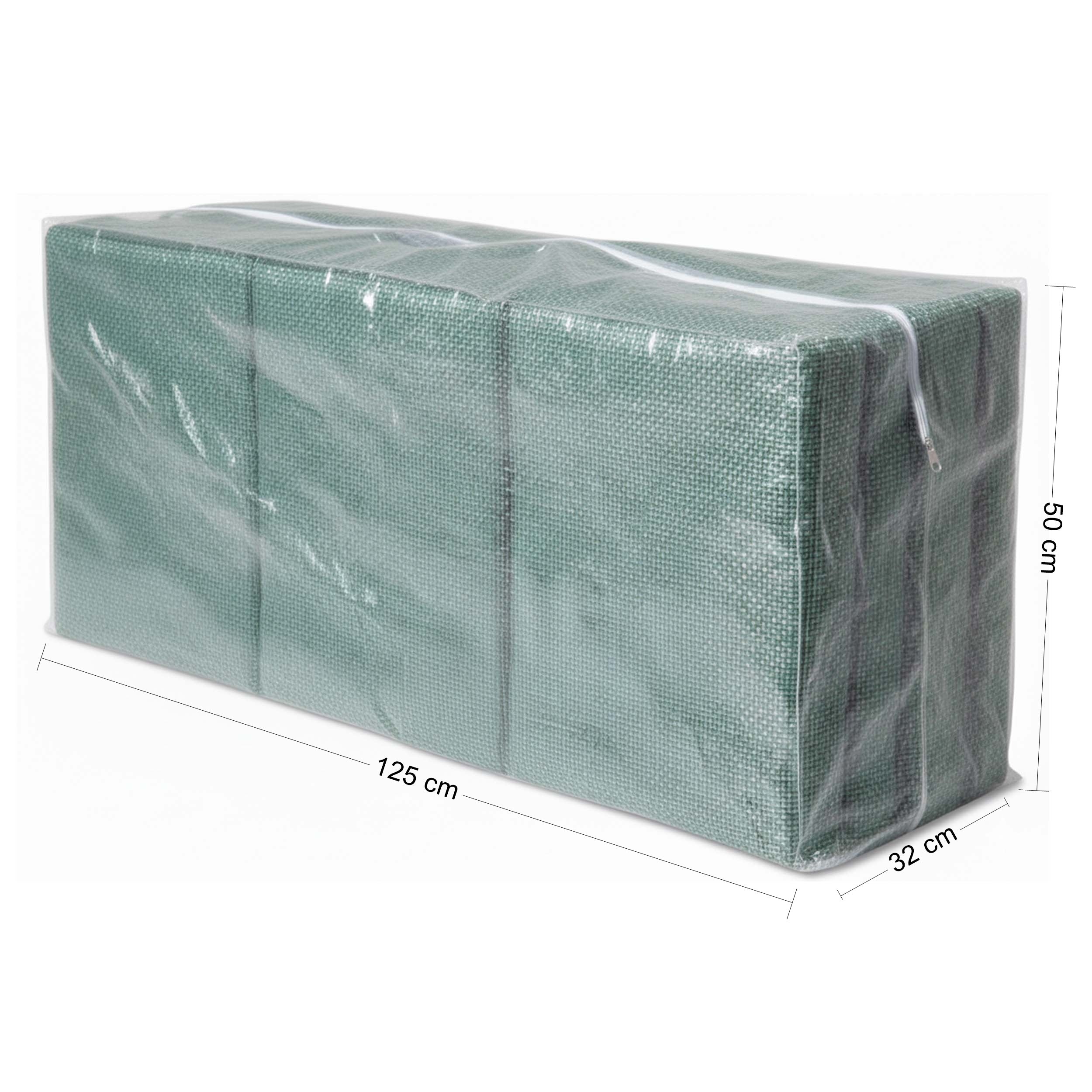 Greemotion Auflagentasche transparent für 4 Hochlehner-Auflagen, Schutzhülle wasserabweisend mit Reißverschluss, 125x50x32 cm