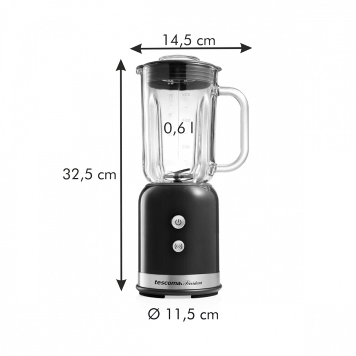 Smoothie Maker PRESIDENT von Tescoma – 2-in-1 Standmixer mit Reiseflasche Schwarz