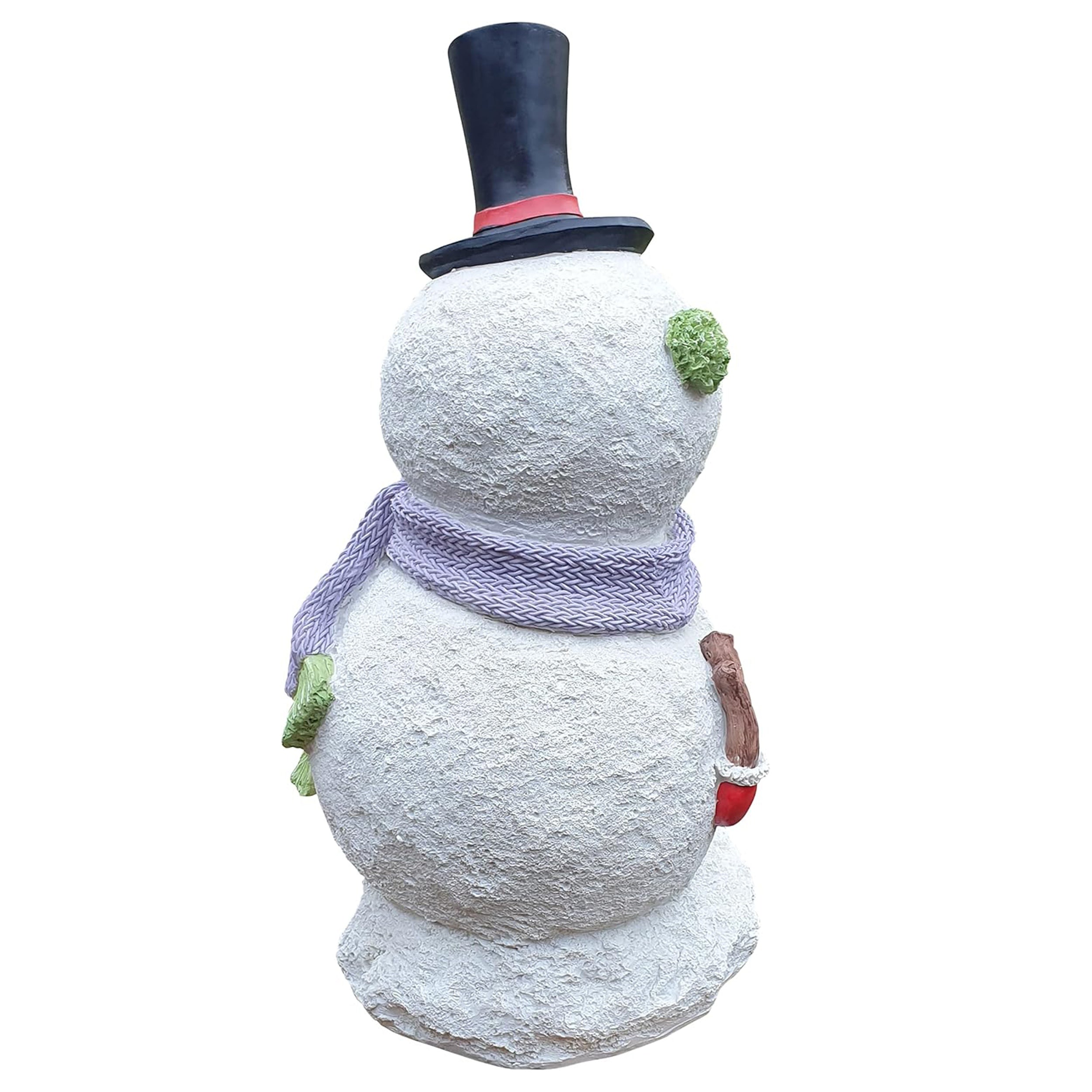 Große Schneemann Weihnachtsfigur mit Kind und Präsent – Detailreiche Winter-Dekoration für den Garten