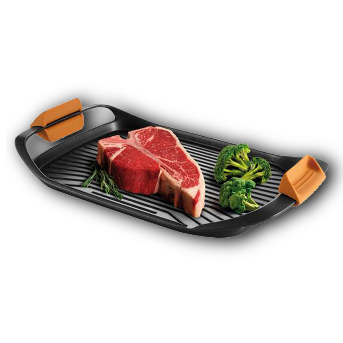 Gerippte Grillplatte SmartClick 42 cm von Tescoma – Induktions-Grillpfanne antihaftbeschichtet