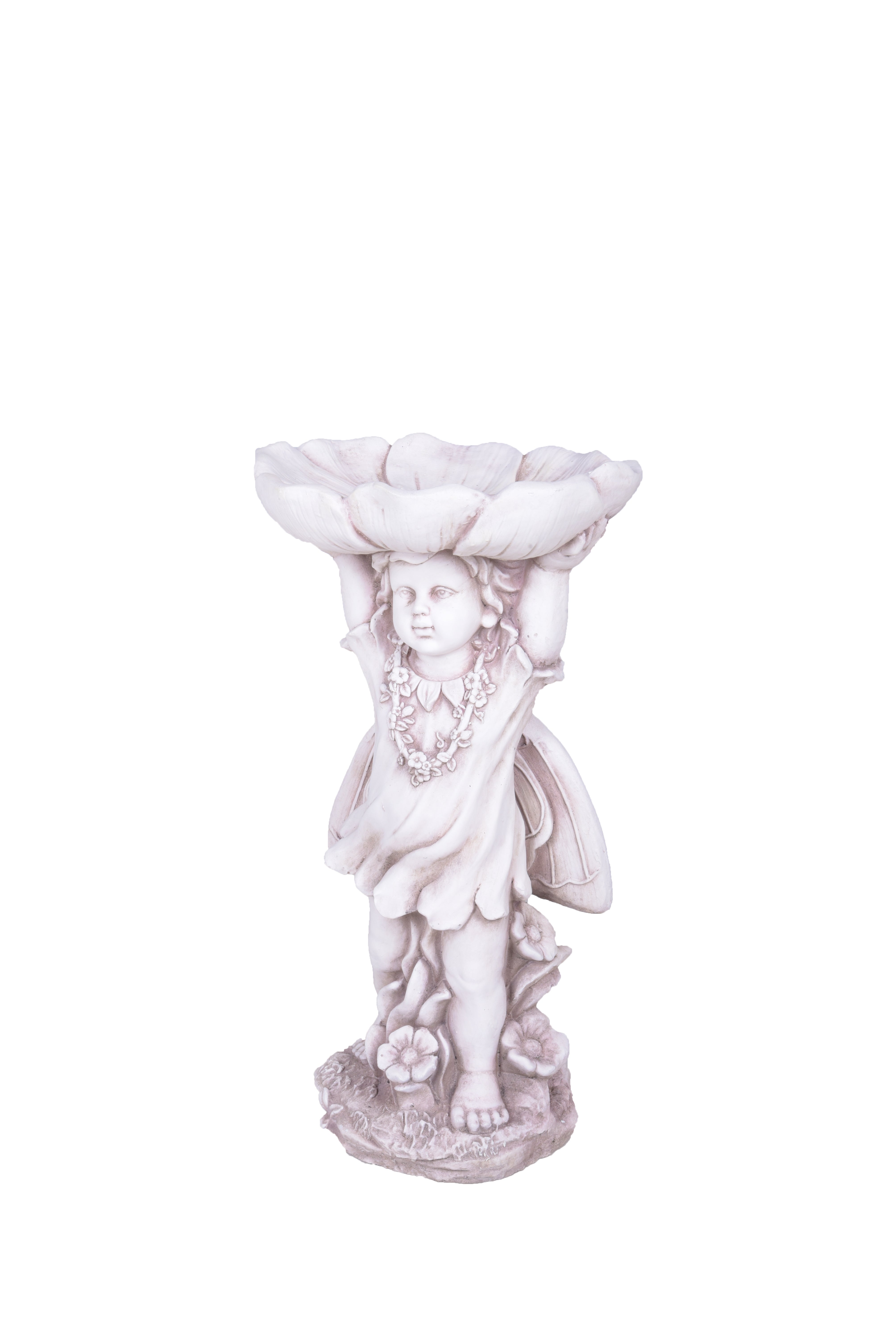 Gartenfigur bezaubernde Gartendeko ROSALIE Statue mit Vogeltränke von Garden Pleasure