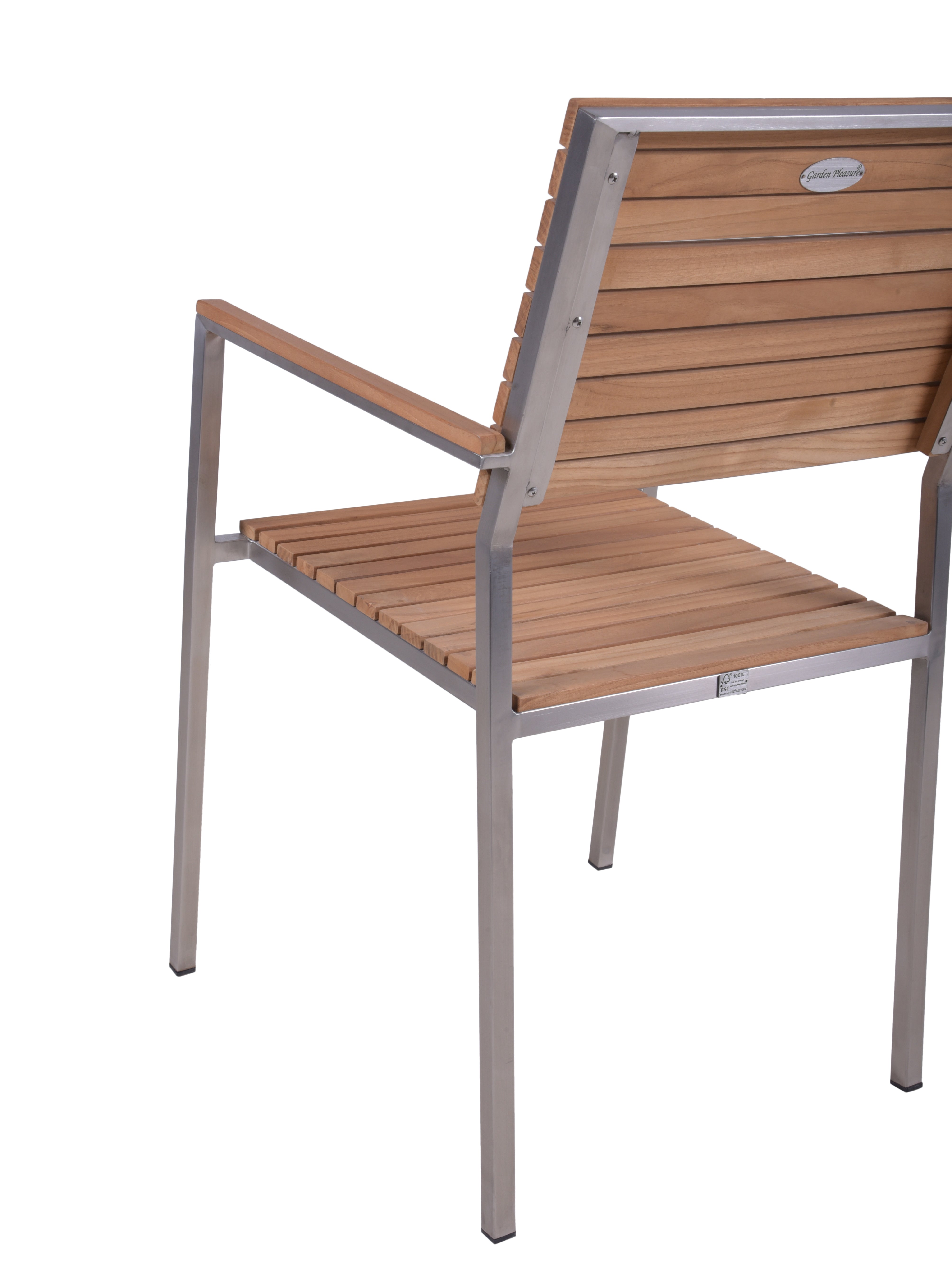 Stapelstuhl Gartenstuhl DENVER 4er Set Teakstuhl Edelstahl von Garden Pleasure
