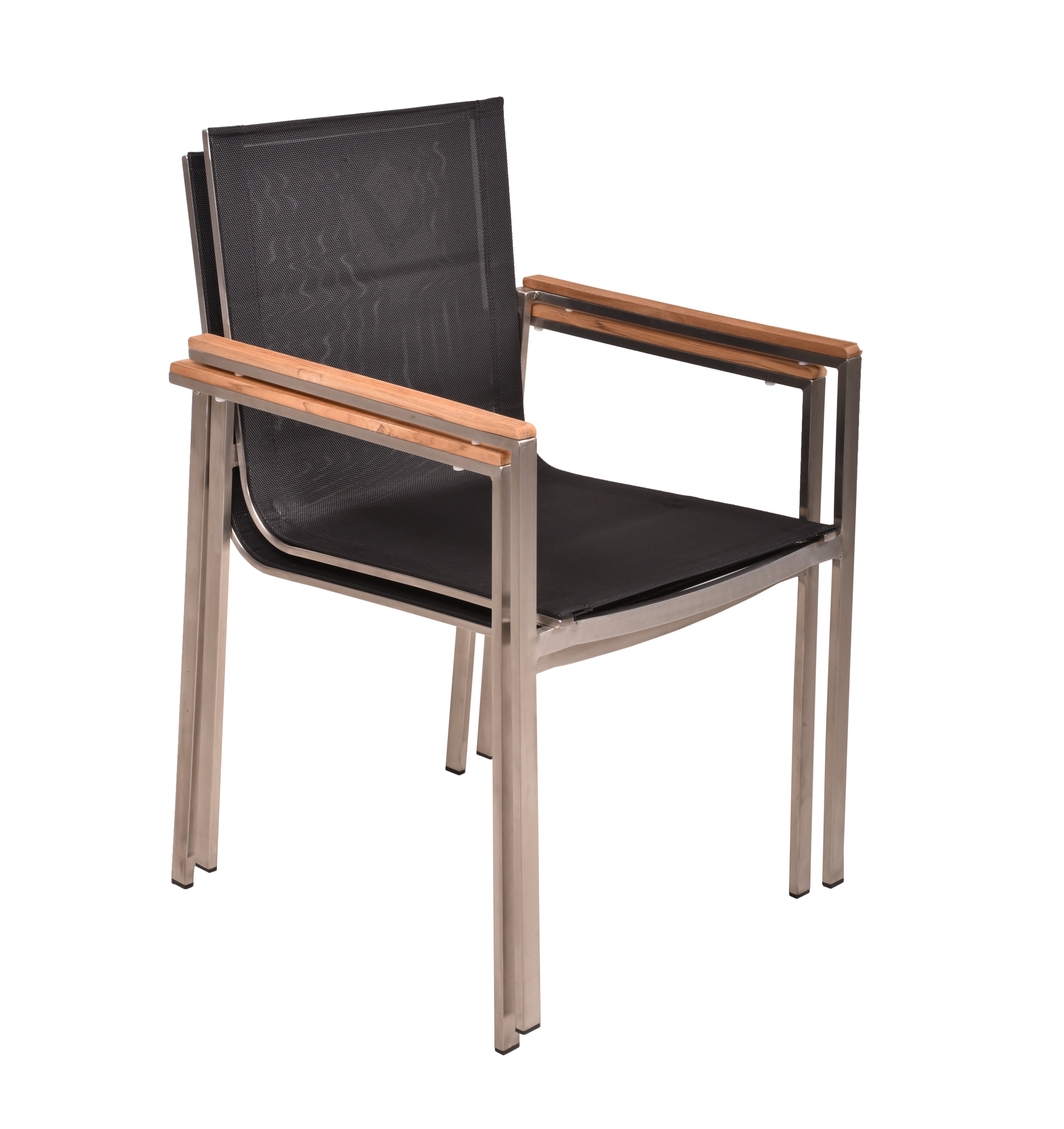 Gartenstuhl Stapelstuhl DENVER 2er Set Edelstahl Textilene von Garden Pleasure