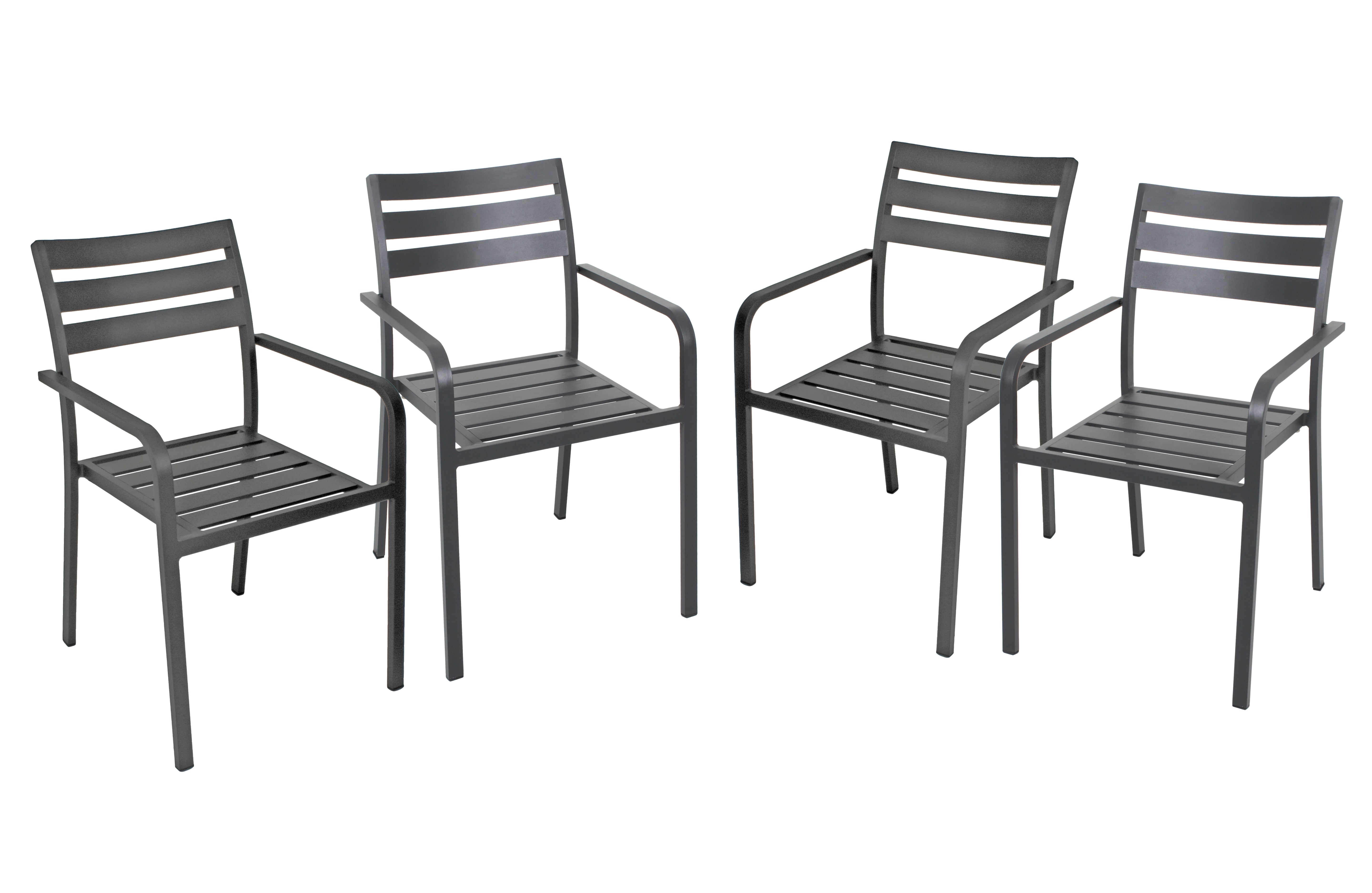 Gartenstuhl Stapelstuhl TREVISO 4er-Set Aluminium leicht von Garden Pleasure