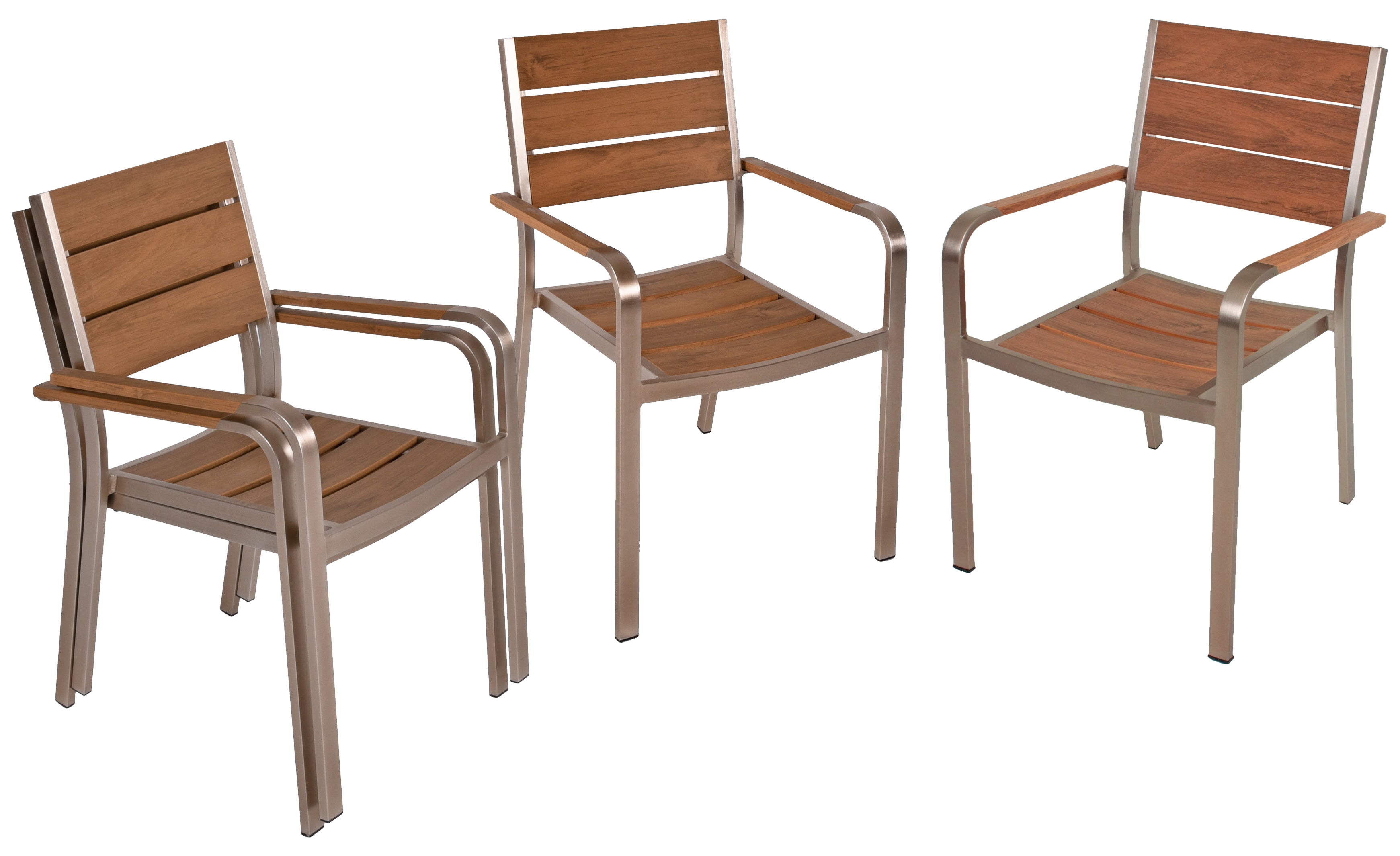 Gartenstuhl Stapelstuhl FLORENCE 4er Set Aluminium Teak-Optik von Garden Pleasure