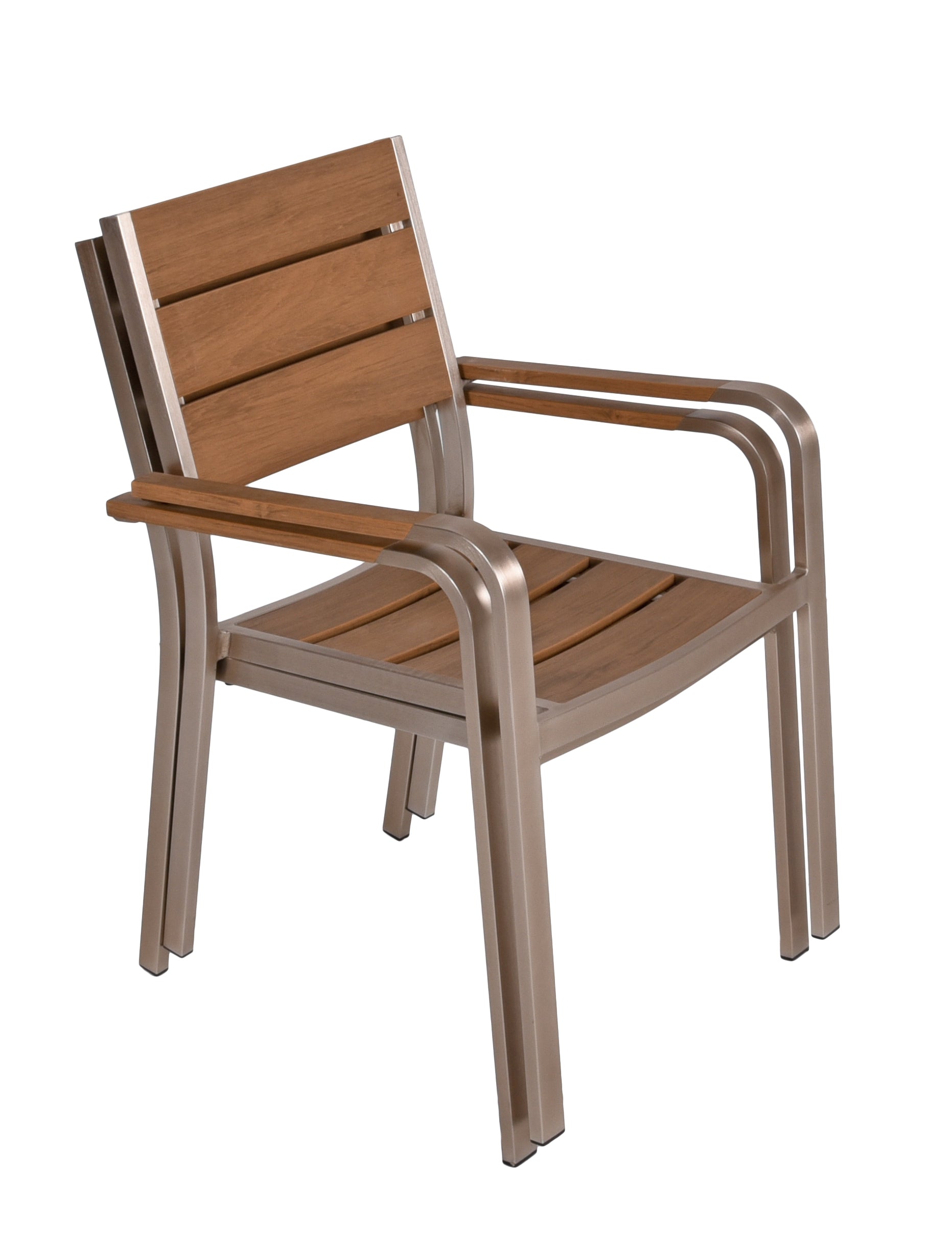 Gartenstuhl Stapelstuhl FLORENCE 4er Set Aluminium Teak-Optik von Garden Pleasure