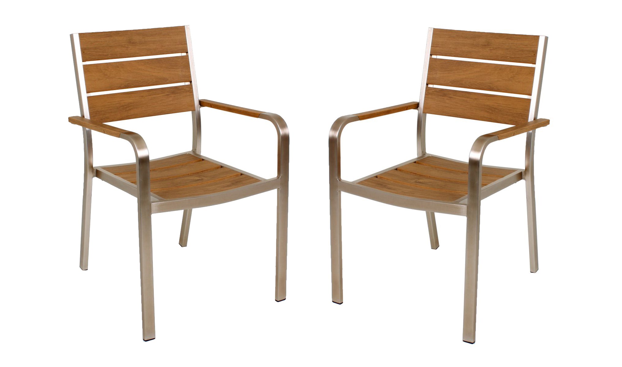 Gartenstuhl Stapelstuhl FLORENCE 4er Set Aluminium Teak-Optik von Garden Pleasure