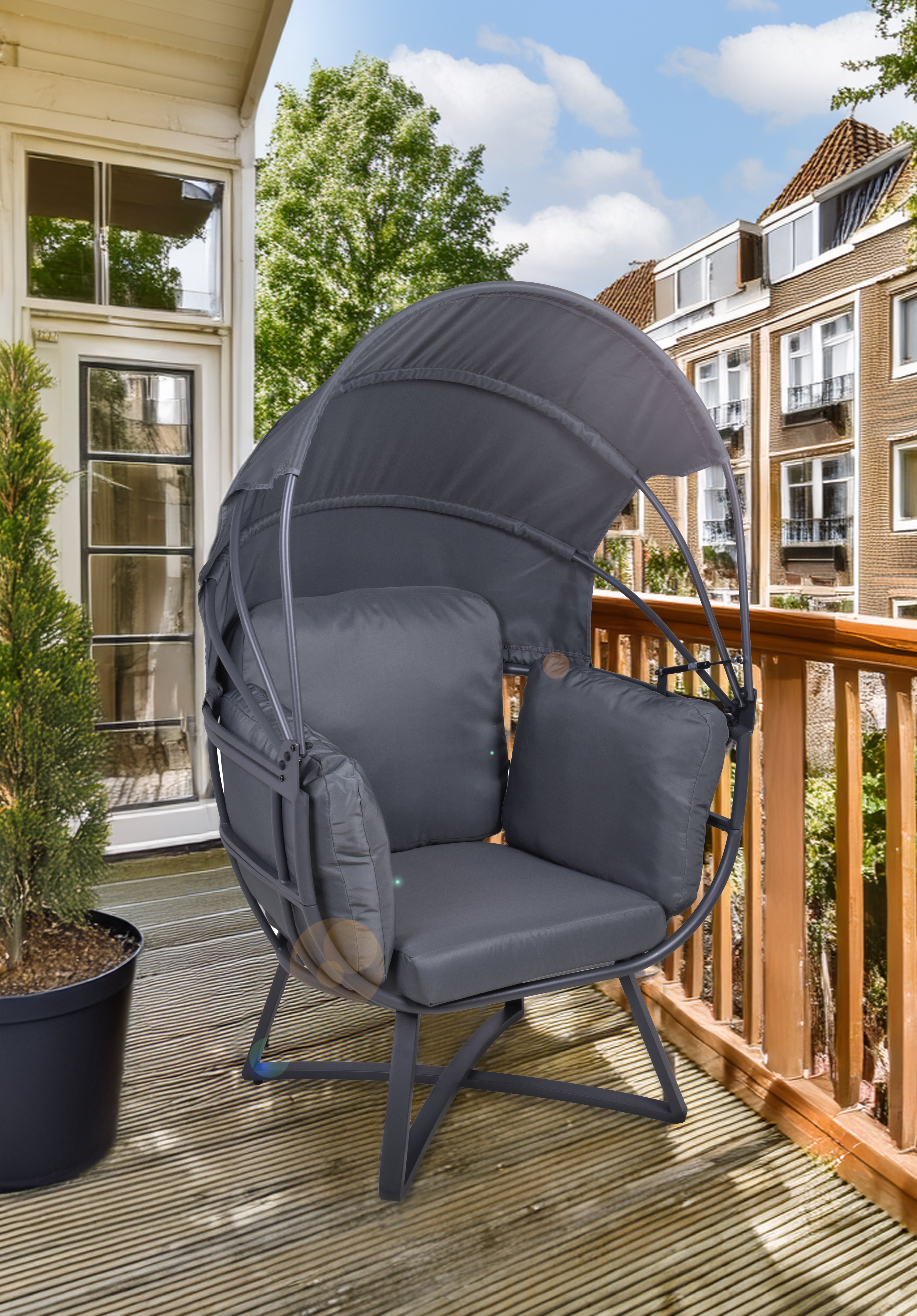 Gartensessel Loungesessel DELOS Hängesessel mit Dach Korb-Sessel von Garden Pleasure