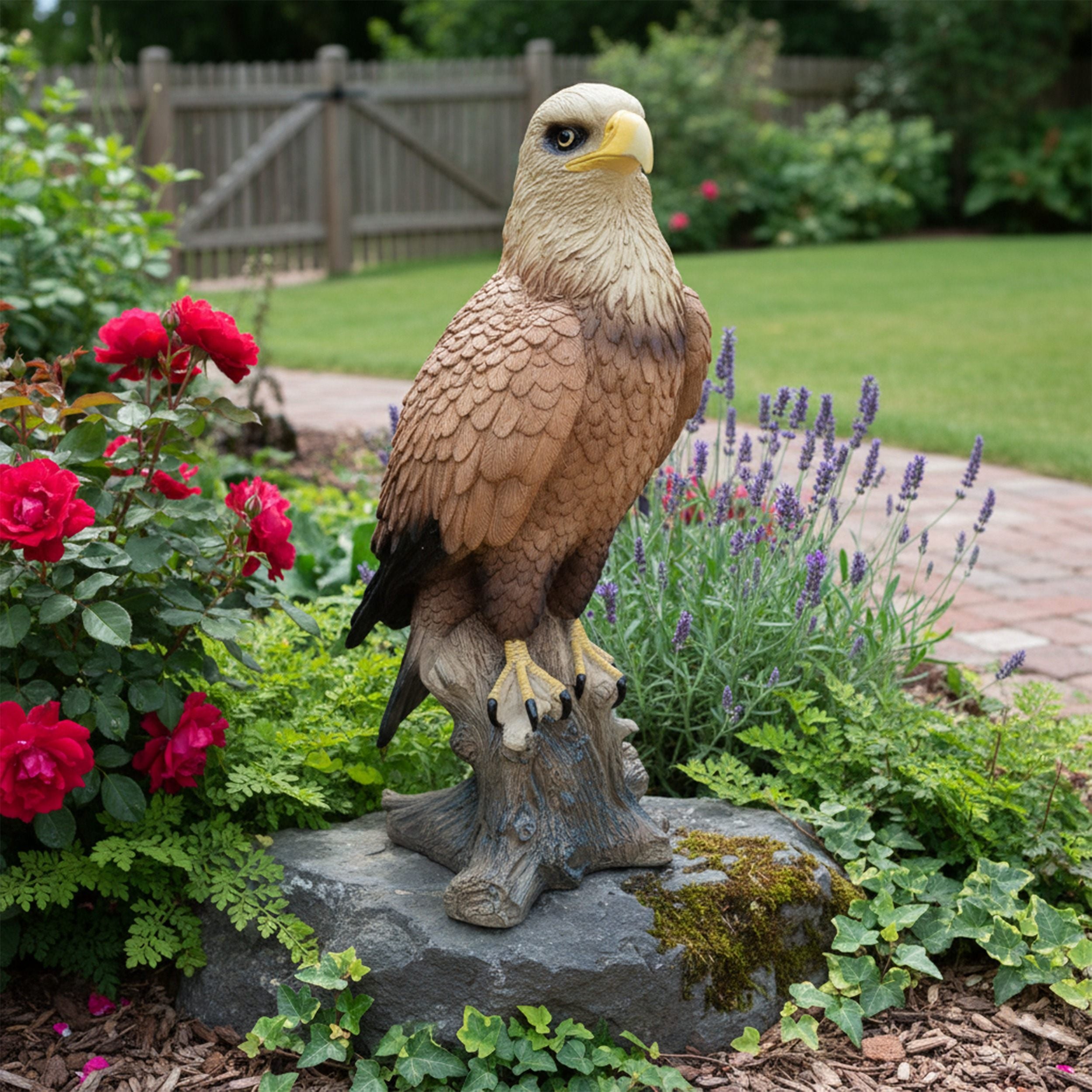 Adler Figur groß Gartenfigur Adler Deko Greifvogel wetterfest für Garten Terrasse Balkon Deko Adler innen und außen