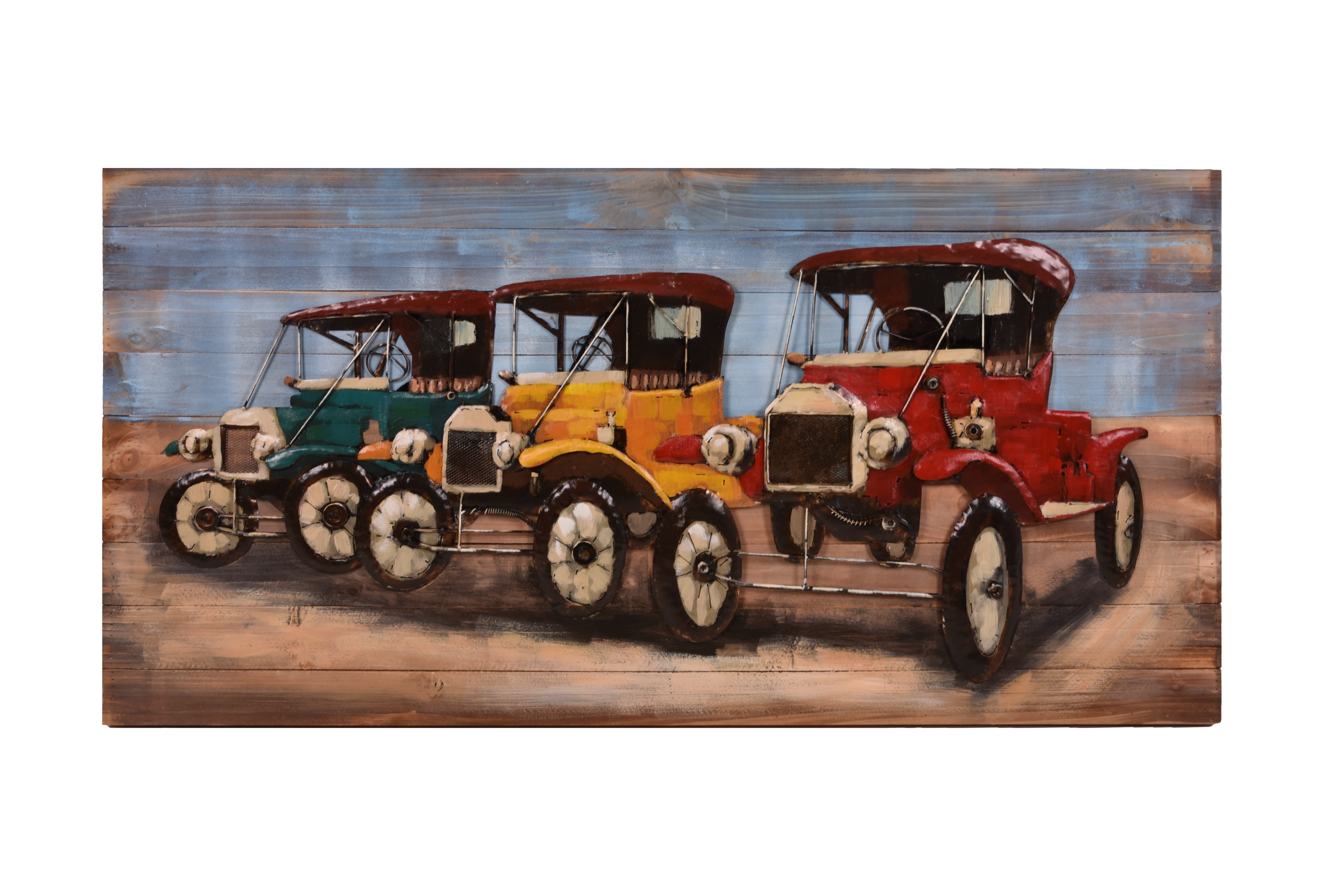 3D Metallbild Oldtimer buntes Wandbild Auto Vintage-Wandkunst von Interia Home & Living