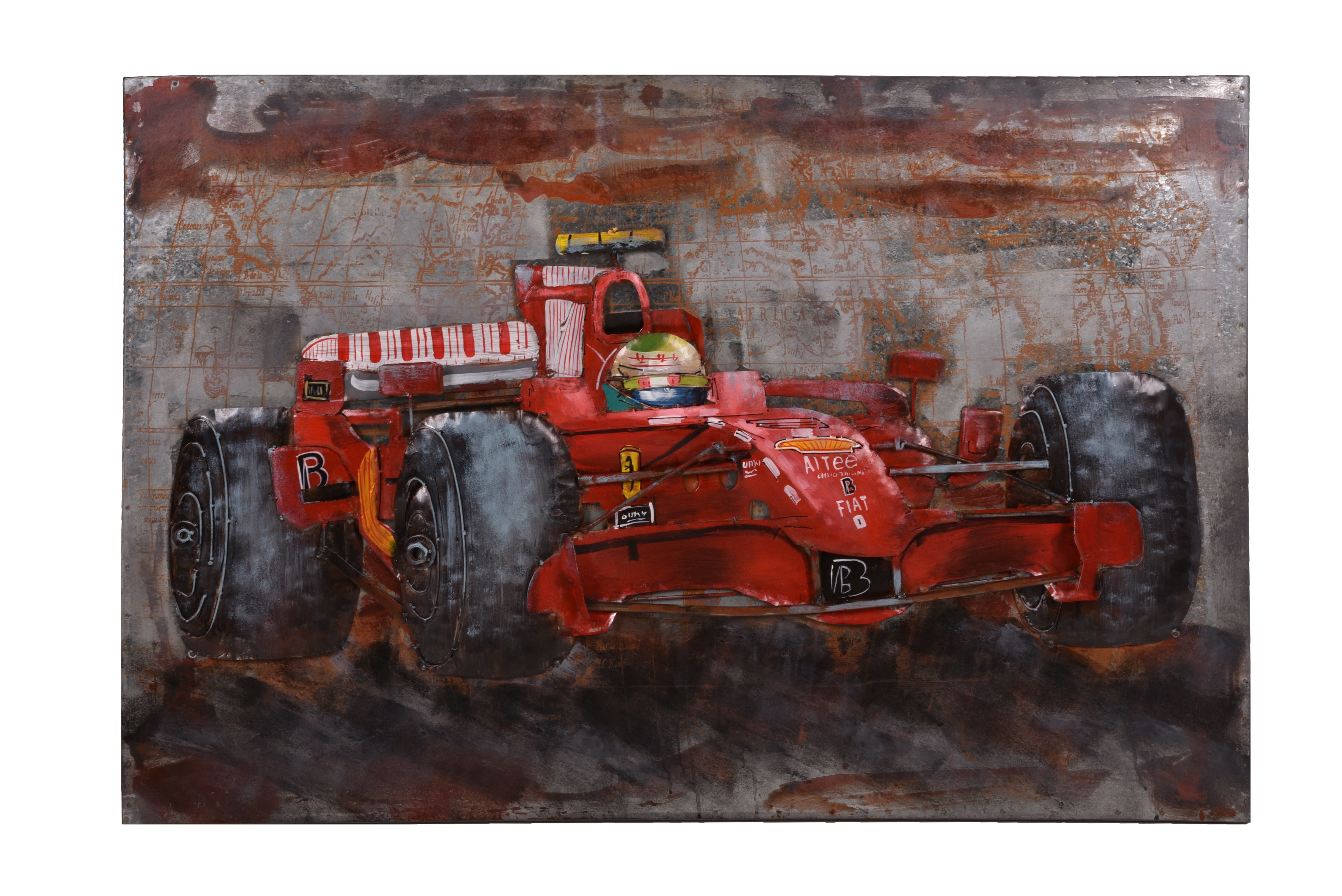 3D Metallbild Rennwagen actionreiches Wandbild Motorsport-Deko von Interia Home & Living