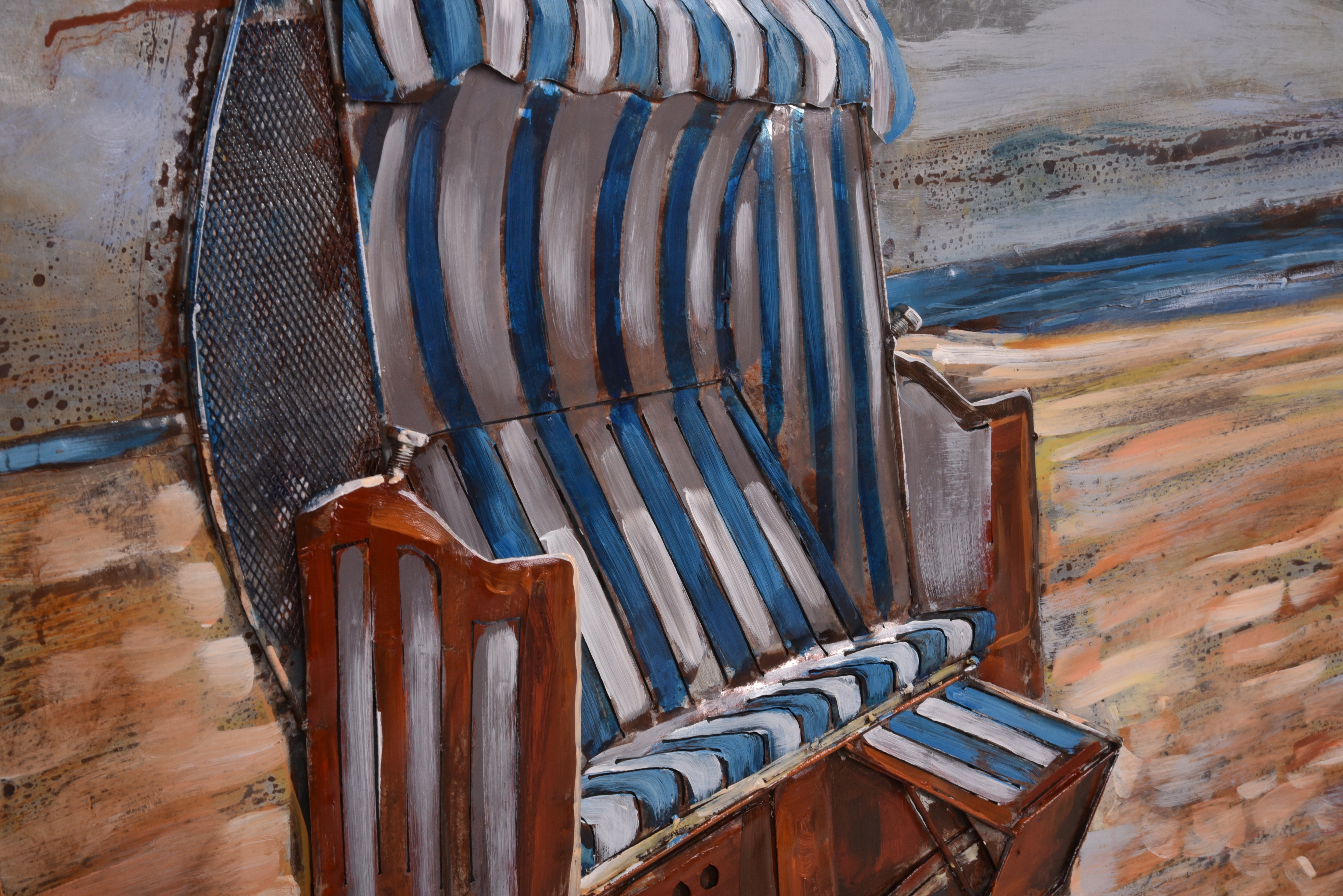 3D Metallbild Strandkorb maritime Wanddeko Küsten-Bild mit 3D-Effekt von Interia Home & Living