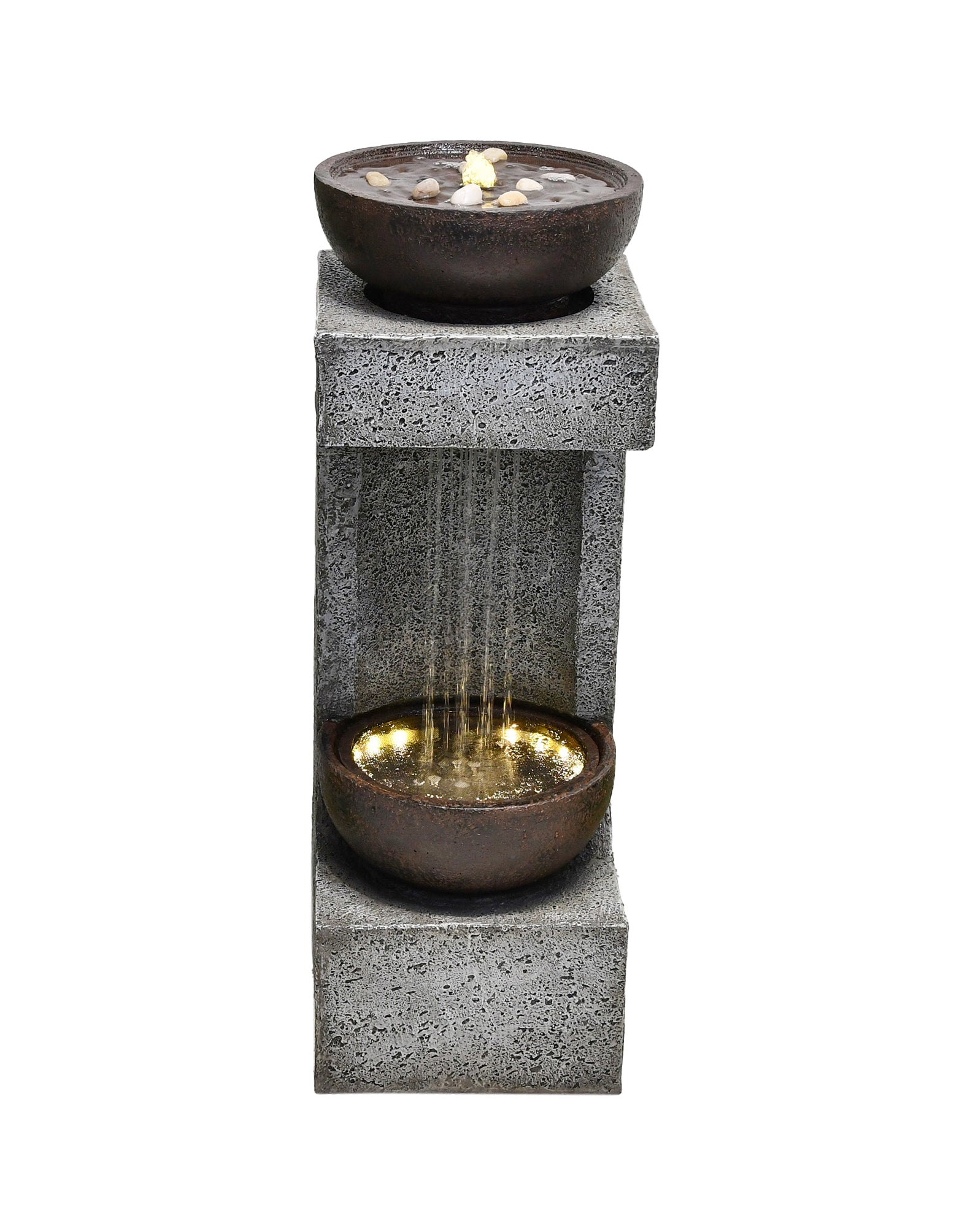 Säulenbrunnen Gartenbrunnen ARTEMIS LED-Brunnen Wasserspiel Schalen von Garden Pleasure