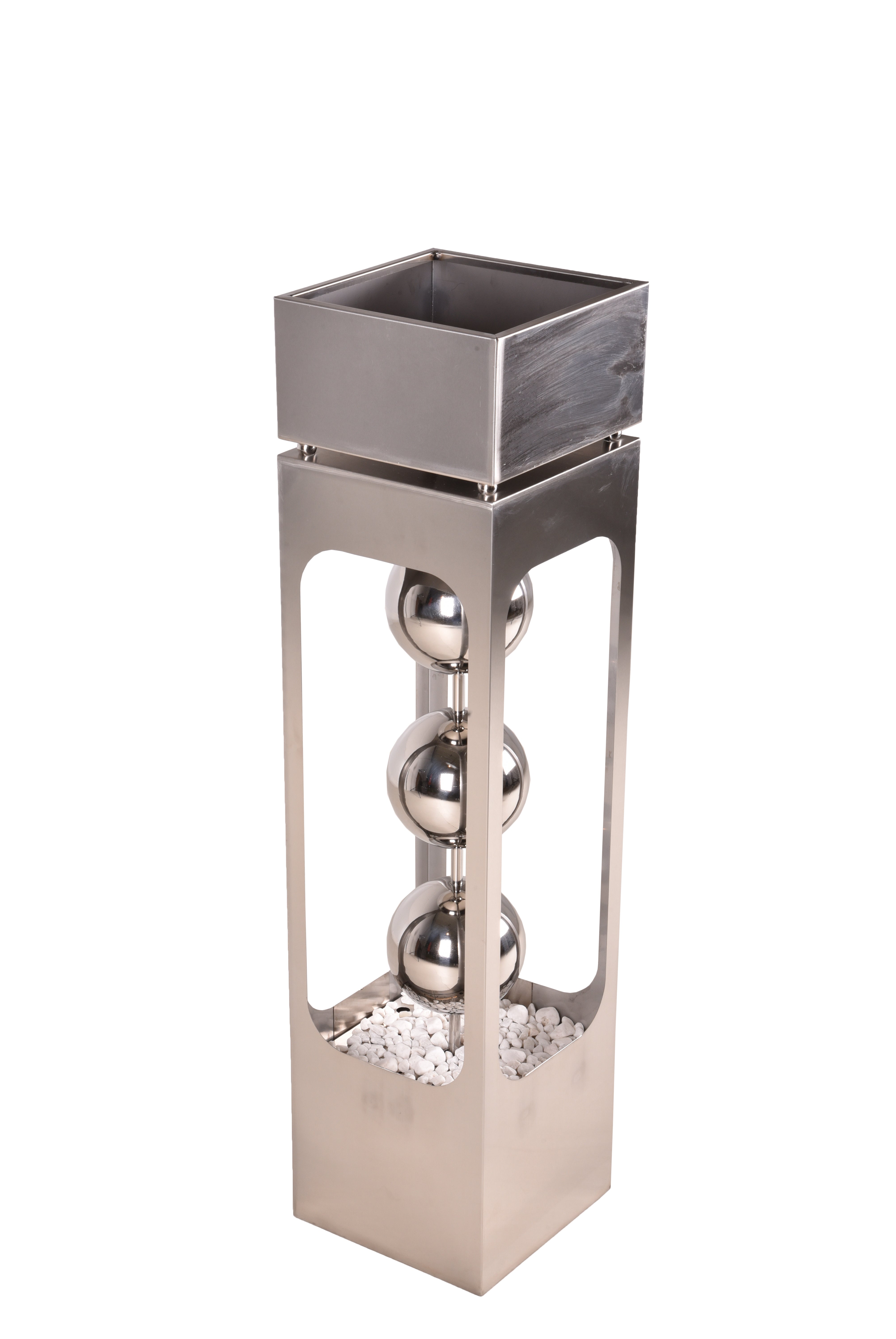 Pflanzsäule Edelstahlbrunnen KASKADE Brunnensäule mit Wasserspiel von Garden Pleasure