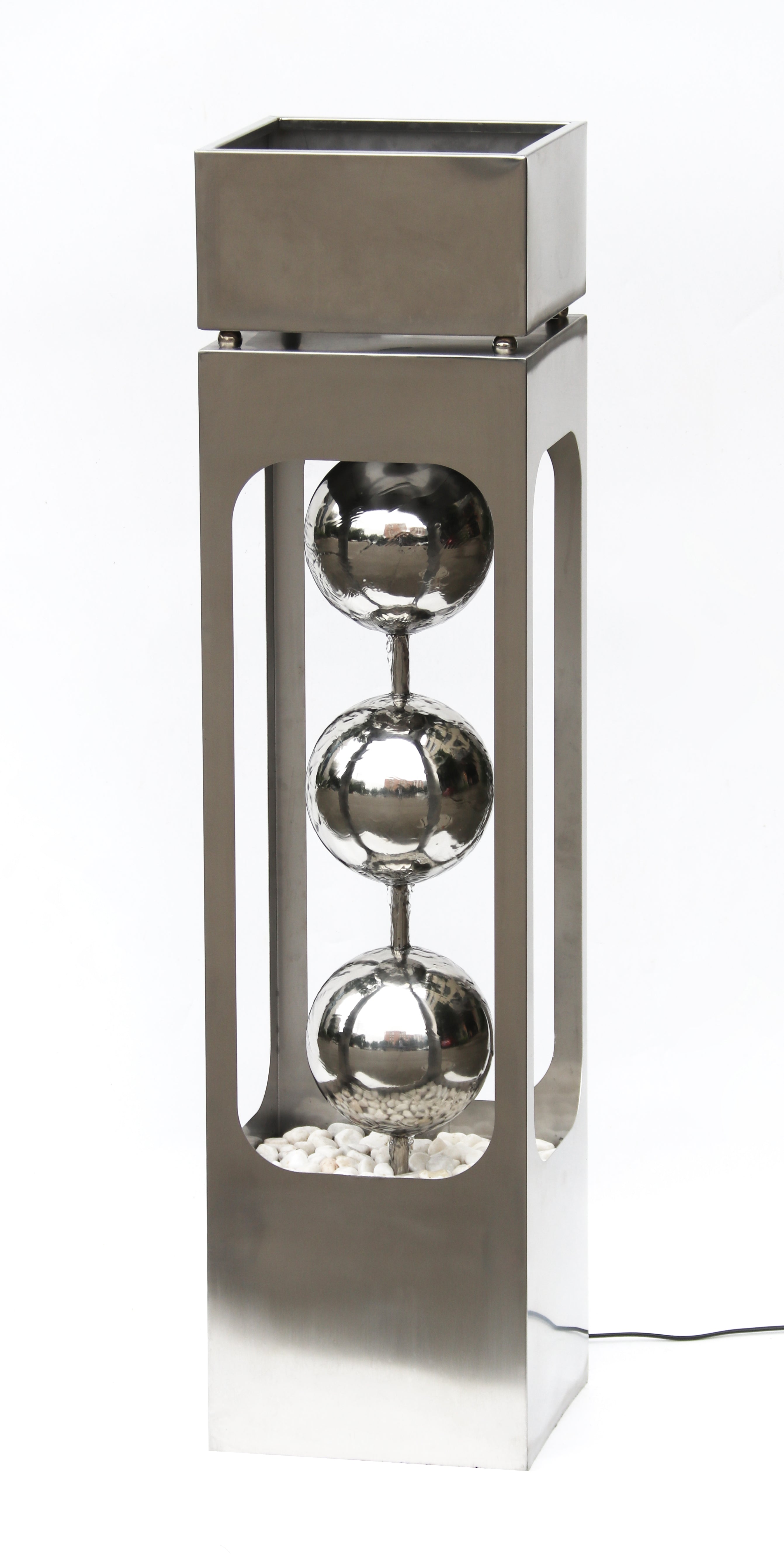 Pflanzsäule Edelstahlbrunnen KASKADE Brunnensäule mit Wasserspiel von Garden Pleasure