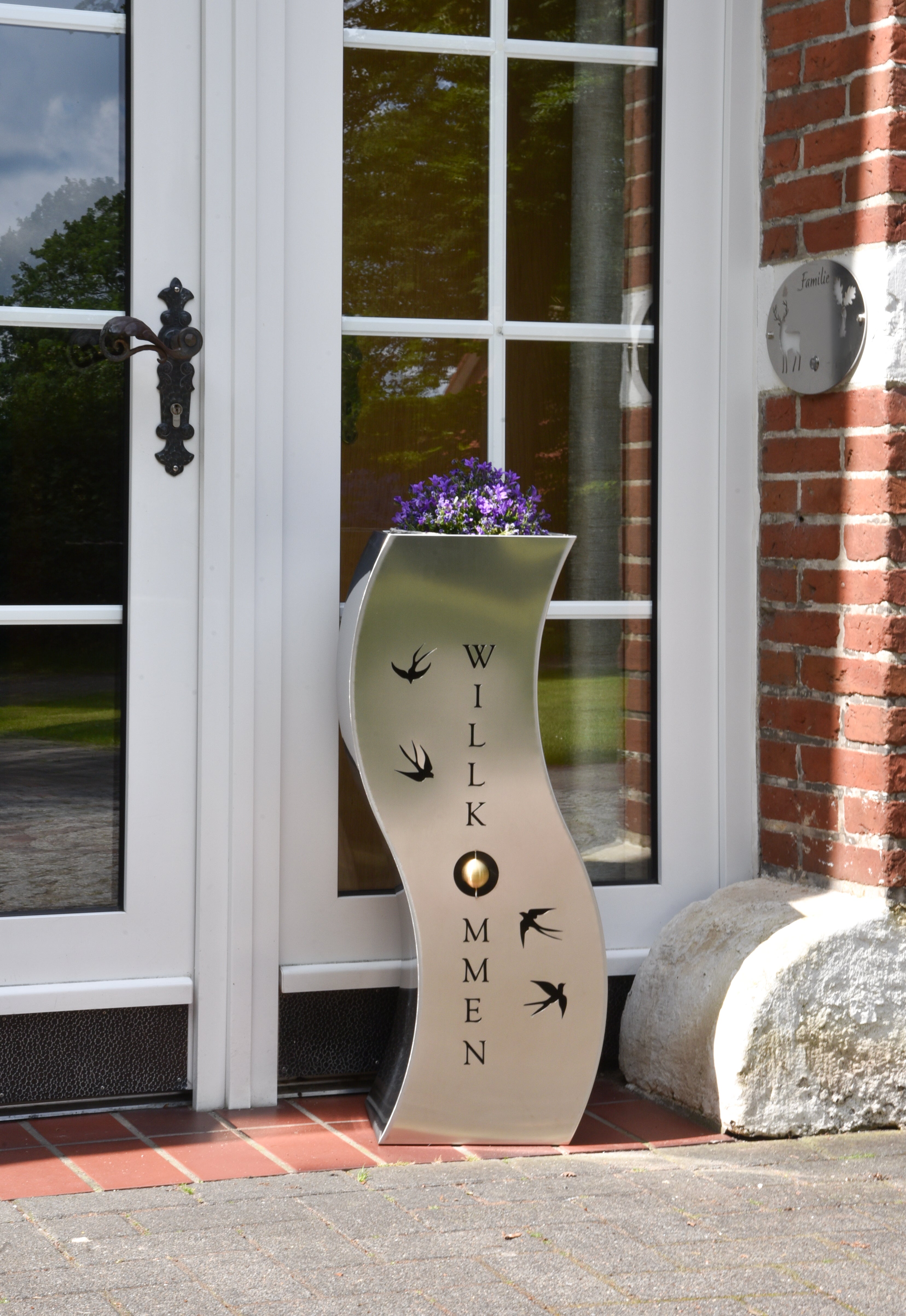 Pflanzsäule Dekosäule SCHWALBE Blumenständer Edelstahl von Garden Pleasure