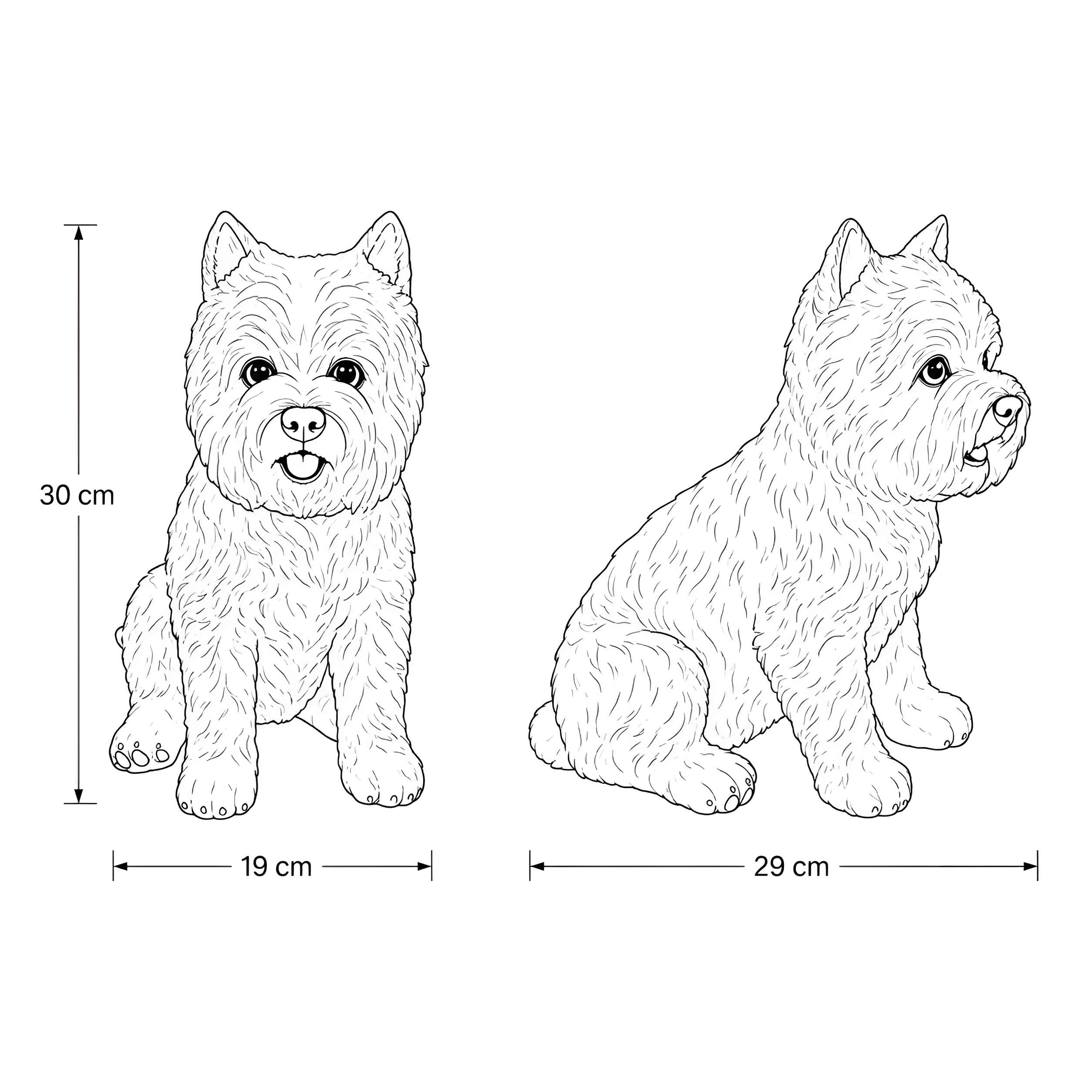 Dekofigur West Highland Terrier weiß sitzend Gartenfigur Tierfigur