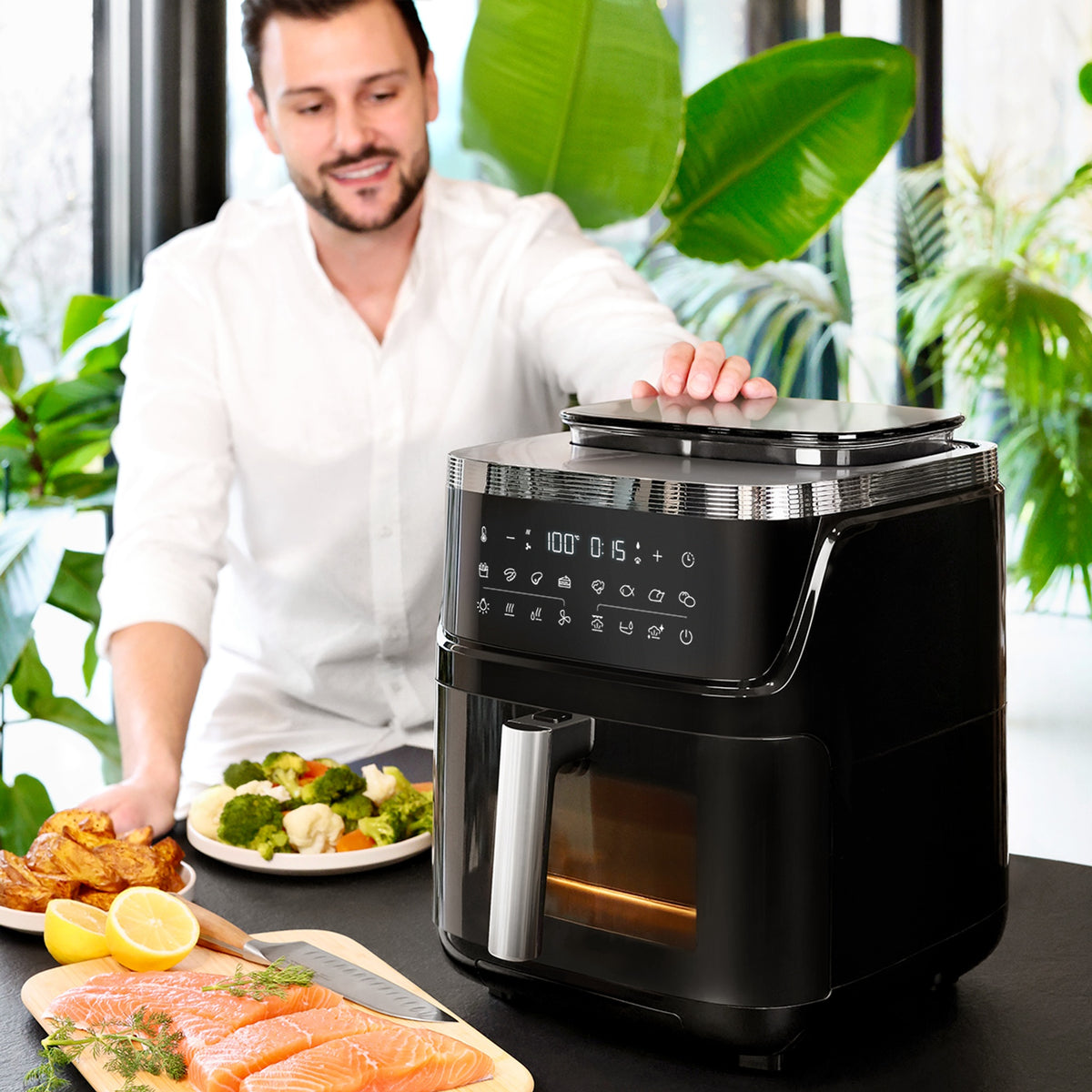 Tescoma PRESIDENT Heißluftfritteuse mit Dampf 7 l, 1700 W, 12 Programme